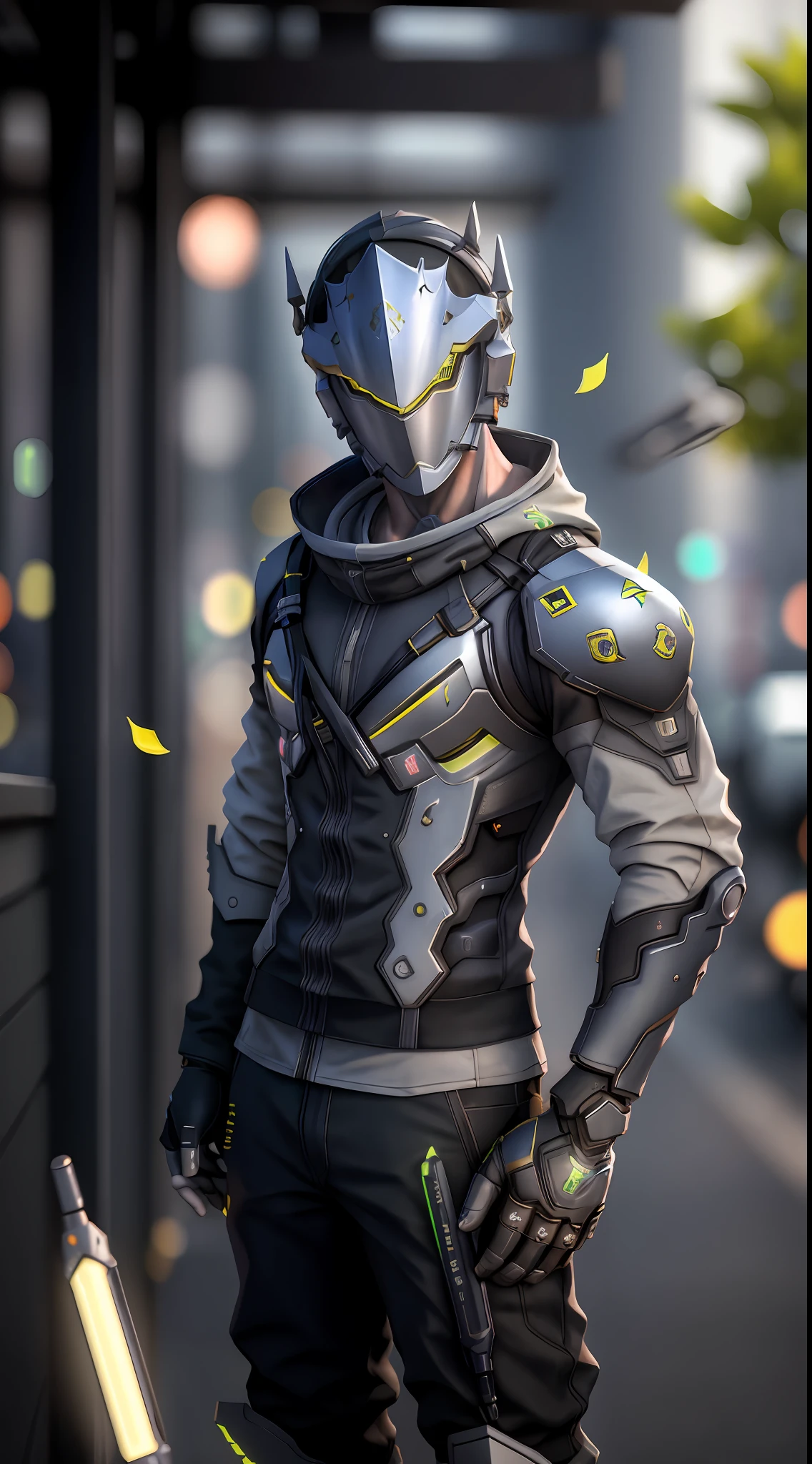 Masterpiece, Best Quality, High Resolution, 1BOY, Ultra High Resolution, Solo, Genji, (Surreal: 1.4), Film, Particle, Octane Rendering, Strong, Bokeh, 85mm Lens,