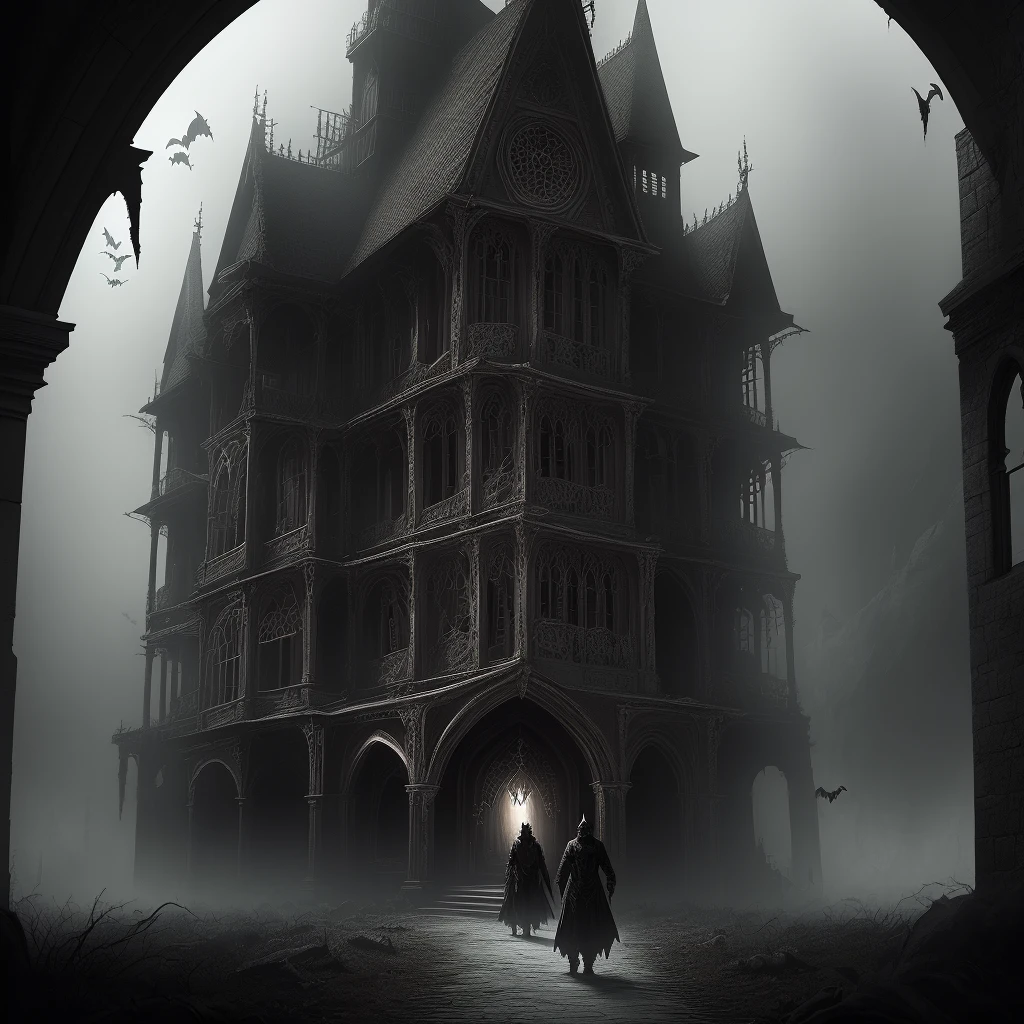 front right side view, dark old vampire in blindfold, the bats, vampire lair horror, creepy atmosphere HDR, hyperrealictic, ((intricate details)), ((intricate details, hyperdetailed)), cinematic, volumetric lighting