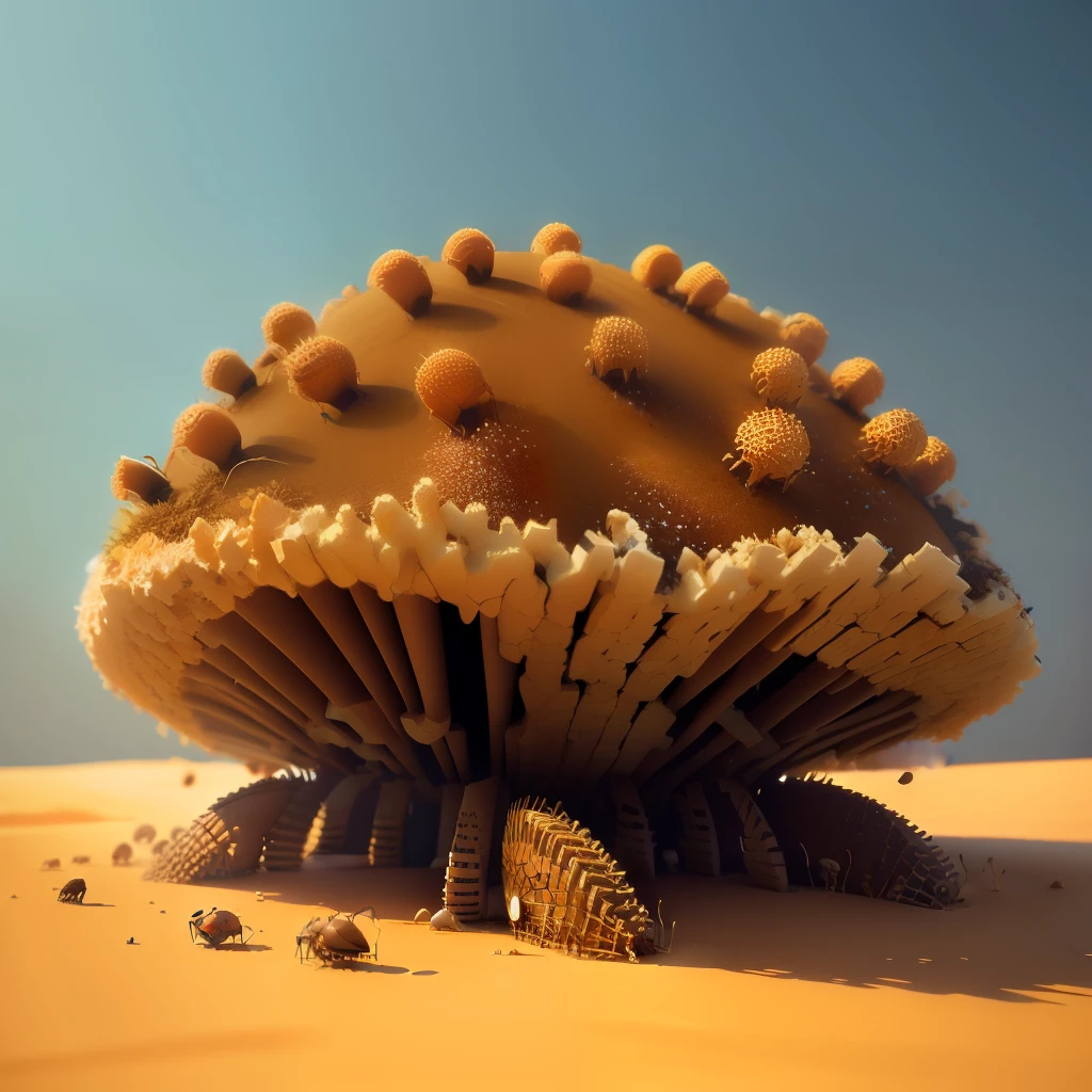 an anthill made from old milk box, spilled milk,ants,3D,animation,upscales