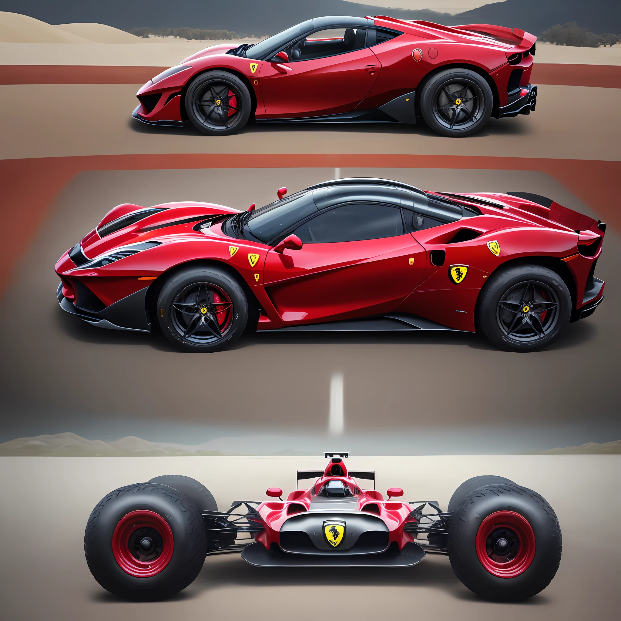 A toy 4WD, technological, Ferrari style!!! three sided view