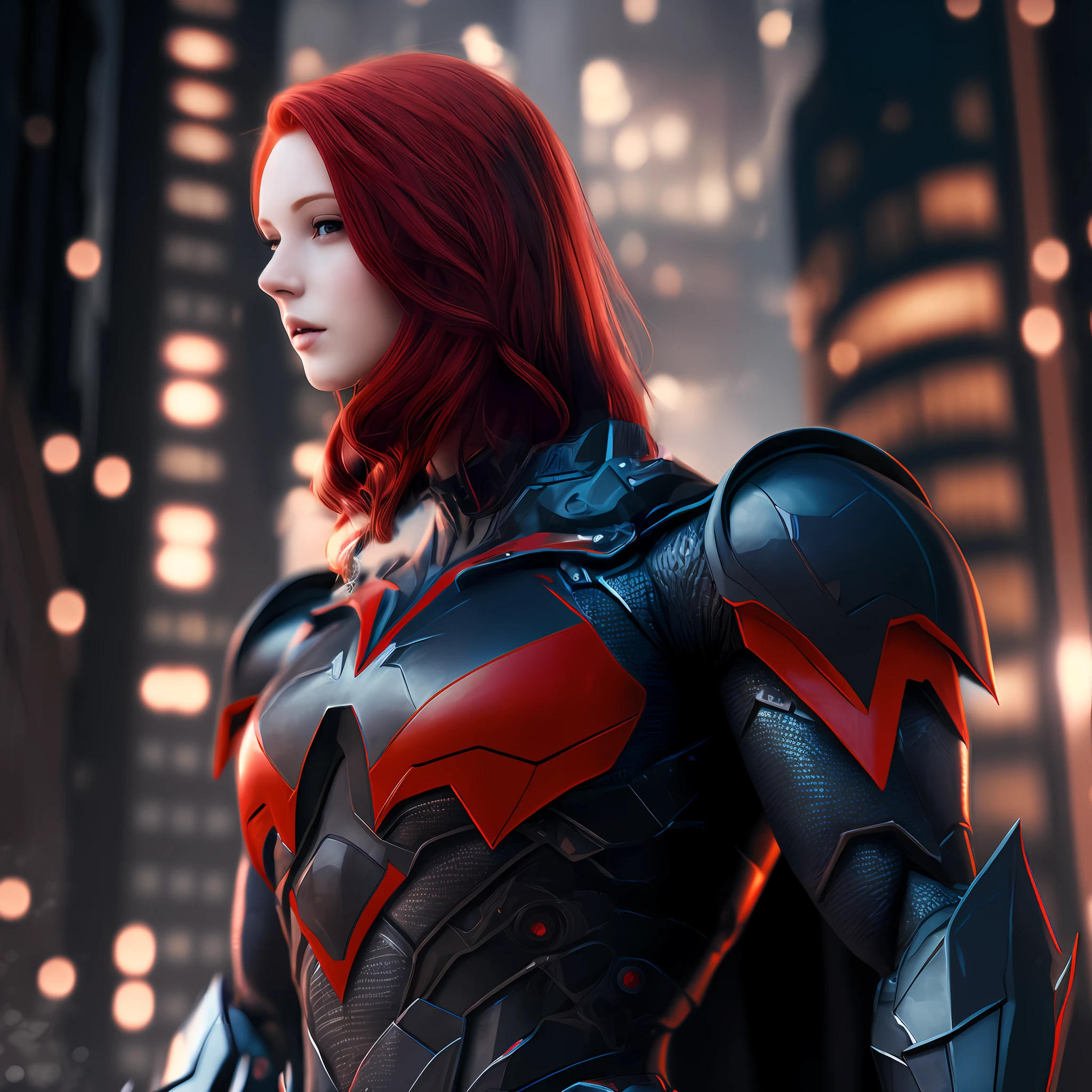 Face of beautiful woman with red hair, photorealistic, masterpiece, best quality