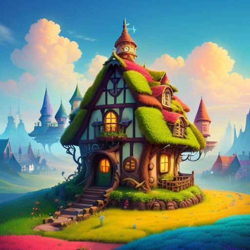 fantasy, anthill, UP House, colorful, whimsical