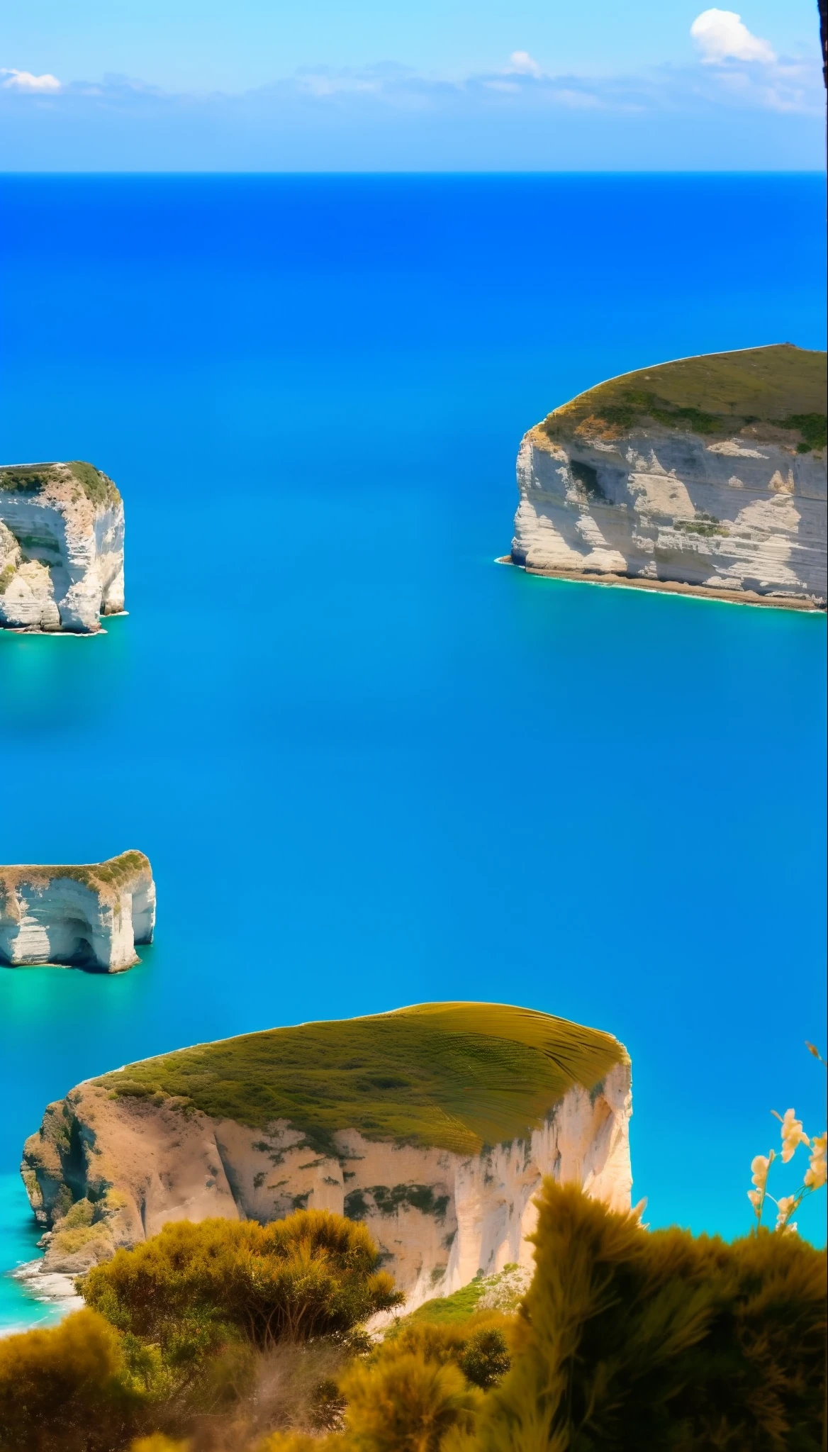 High-quality, ultra-detailed photo of Tropea Island's breathtaking views, encapsulating the island's stunning beaches, clear blue waters, dramatic cliffs, and vibrant greenery. (depth of field, golden hour, wide angle shot, clear and vivid colors, embedded with #tropical and #adventure tags)