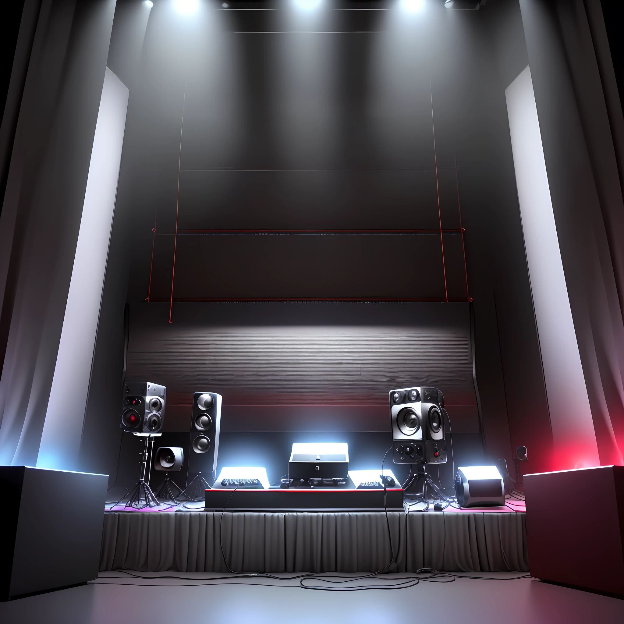 (ESTUIDIO DE MUSICA COM 8 METERS EM 3D)+ ( COLORS WHITE RED AND BLACK )+ (IN 360 DEGREES COMPLETE ) + ( WITH PERFECT ZOOM )+ (all the necessary equipment for a studio)+ ( with a high quality lighting ( parade with anti noise) + ( highRealism )+ (With a Booth with microphone to record