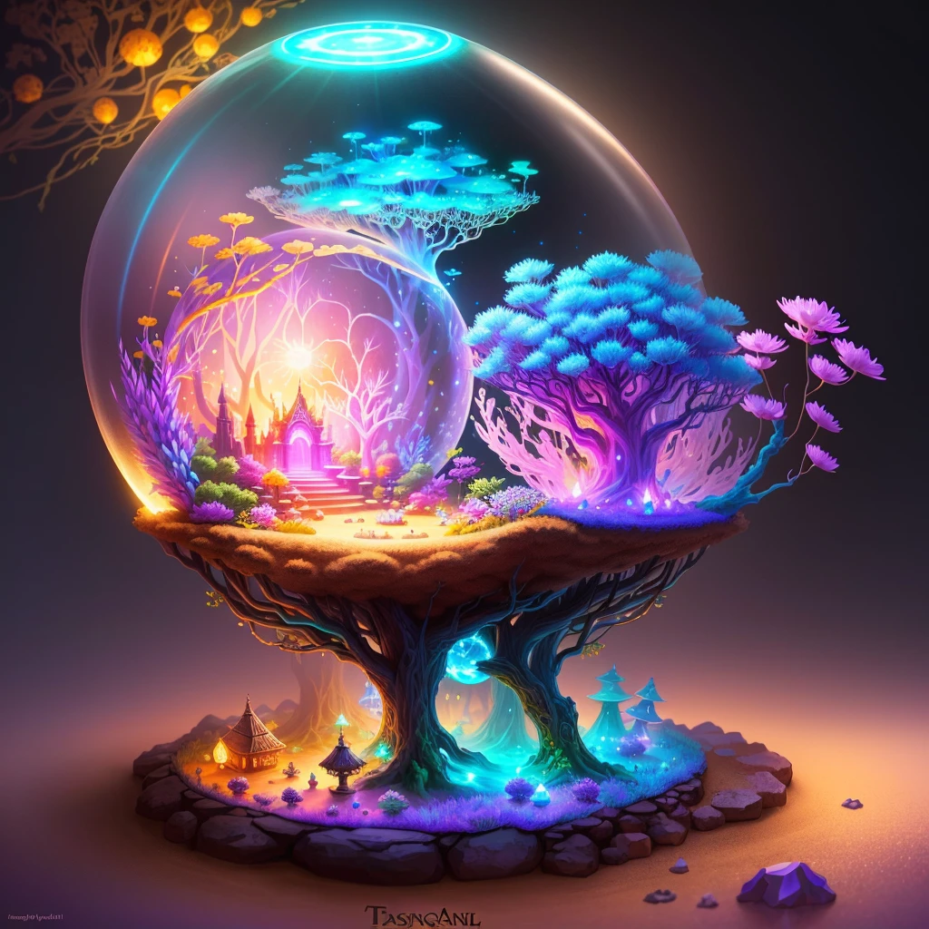 digital art of a fantasy world with a tree and a glowing orb, built on a anthill, graphic of enchanted terrarium, detailed fantasy digital art, detailed digital 2d fantasy art, colorful concept art, digital 2d fantasy art, magic world. colorful, magical fantasy 2 d concept art, detailed fantasy illustration, cute detailed digital art, colorfull digital fantasy art, digital fantasy illustration