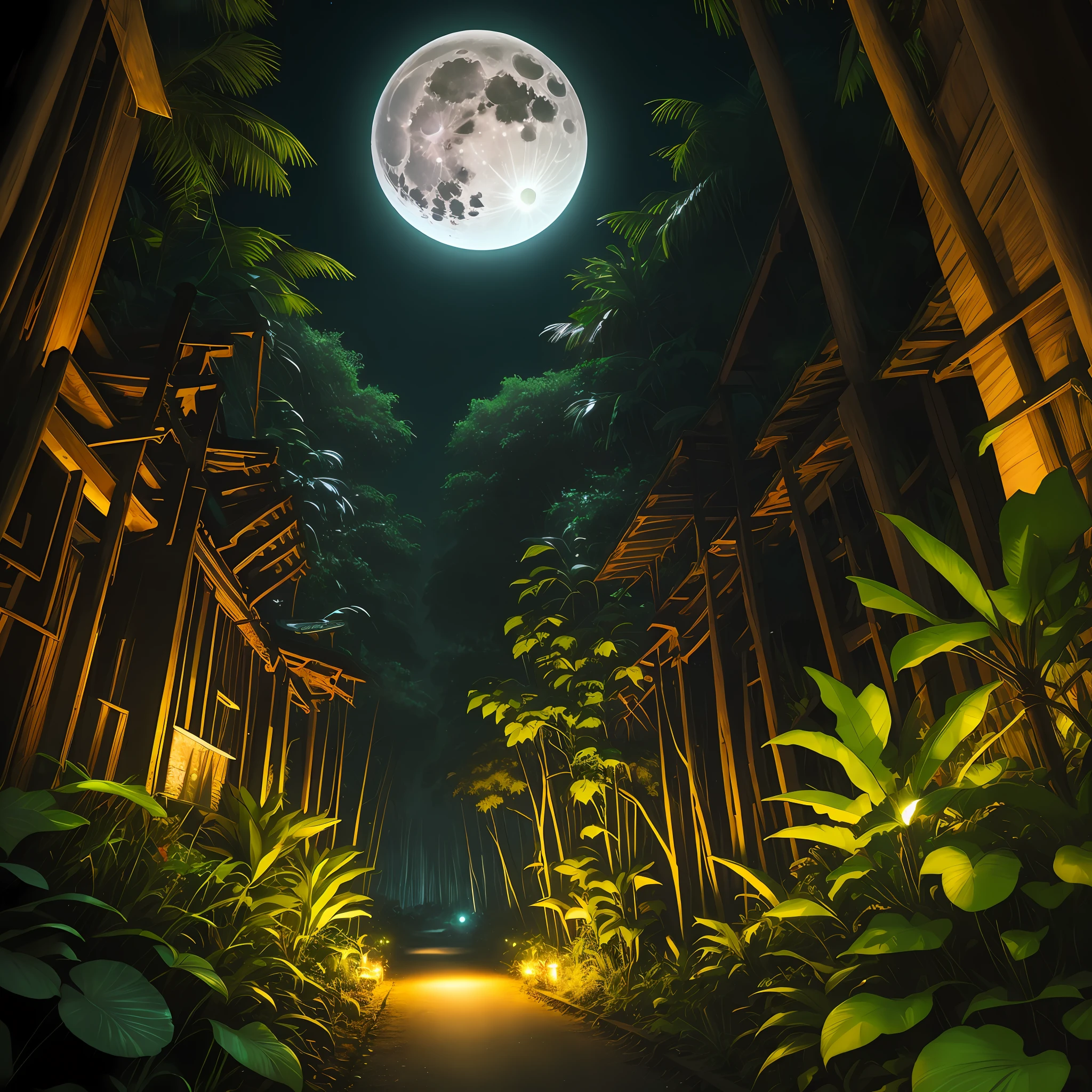 night jungle, full moon