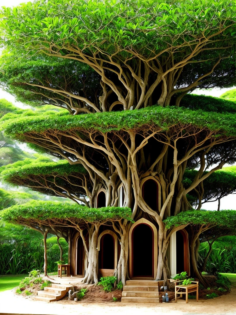 banyan tree made into cute house for ants to live in realistic singular