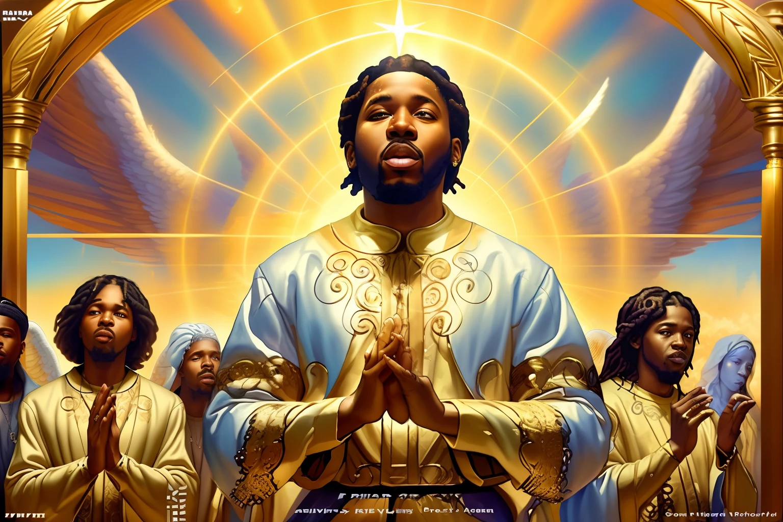 Rapper prophet in the heavenly development around him big angels