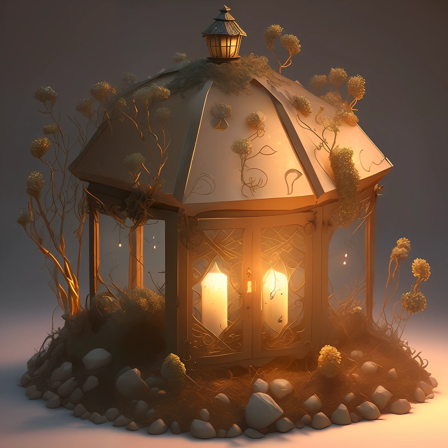 anthill that looks like a lantern, magical atmosphere, fantasy style, 3d