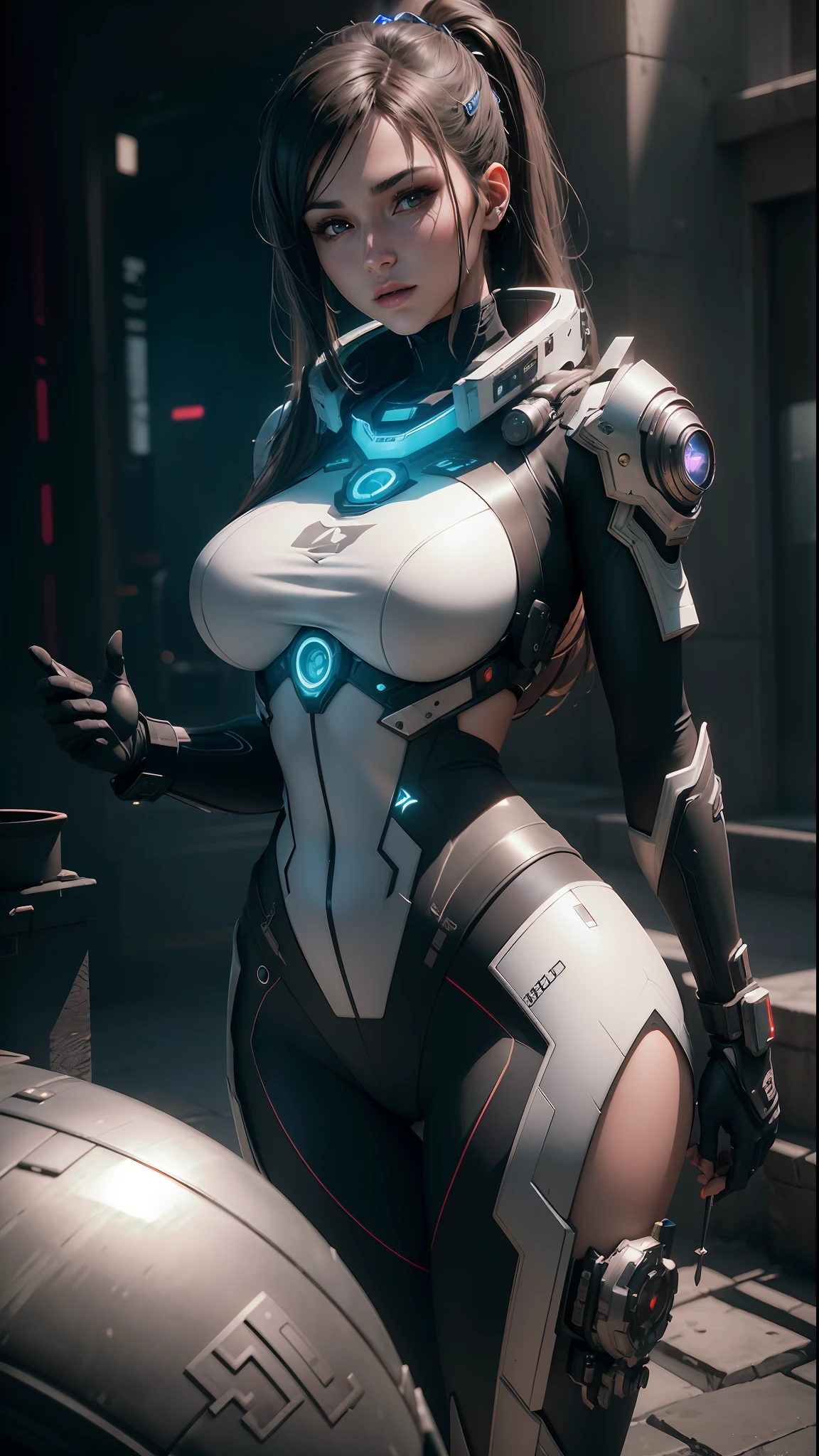 ((Best quality)), ((masterpiece)), (detailed:1.4), 3D, an image of a beautiful cyberpunk female,HDR (High Dynamic Range),Ray Tracing,NVIDIA RTX,Super-Resolution,Unreal 5,Subsurface scattering,PBR Texturing,Post-processing,Anisotropic Filtering,Depth-of-field,Maximum clarity and sharpness,Multi-layered textures,Albedo and Specular maps,Surface shading,Accurate simulation of light-material interaction,Perfect proportions,Octane Render,Two-tone lighting,Wide aperture,Low ISO,White balance,Rule of thirds,8K RAW,