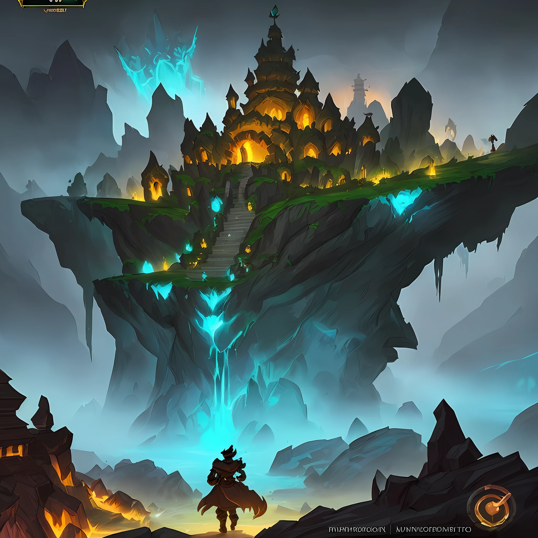 a close up of a cave with a light at the end, background art, league of legends concept art, andreas rocha style, riot games concept art, painted as a game concept art, stylized concept art, secret overgrown temple, mysterious temple setting, background artwork, detailed digital 2d fantasy art, inspired by Andreas Rocha, blizzard hearthstone concept art