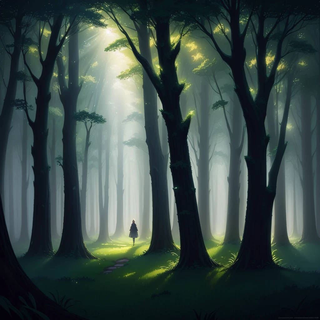a closeup of a forest with a ray of illumination,lush, john 8k grass anime, inspired by Christopher Balaskas, anime art wallpaper 8k, bright lights! Digital painting, Makoto Shinkai Cyril Rolando, dark epic art, blood