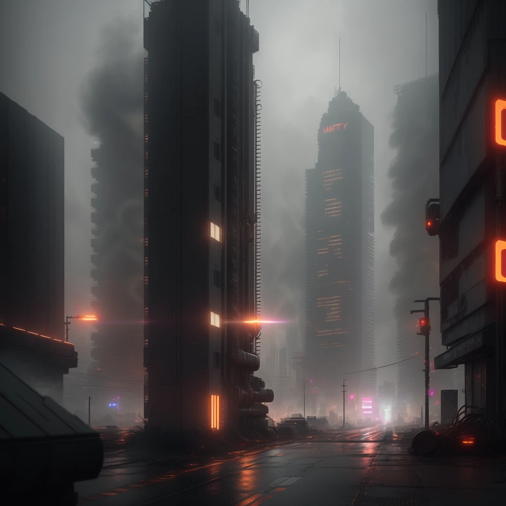 (extremely detailed CG unity 8k wallpaper,masterpiece, best quality, ultra-detailed), dark illumination, gritty and grim feeling, futuristic,

[(robot,holding gun),cyberpunk,(chaotic city)|(dystopic city),smoke, neon lights, raining,(blurry building),broken window,cables and wires, rust,((heavy metal:1.2)|(industrial) music)]