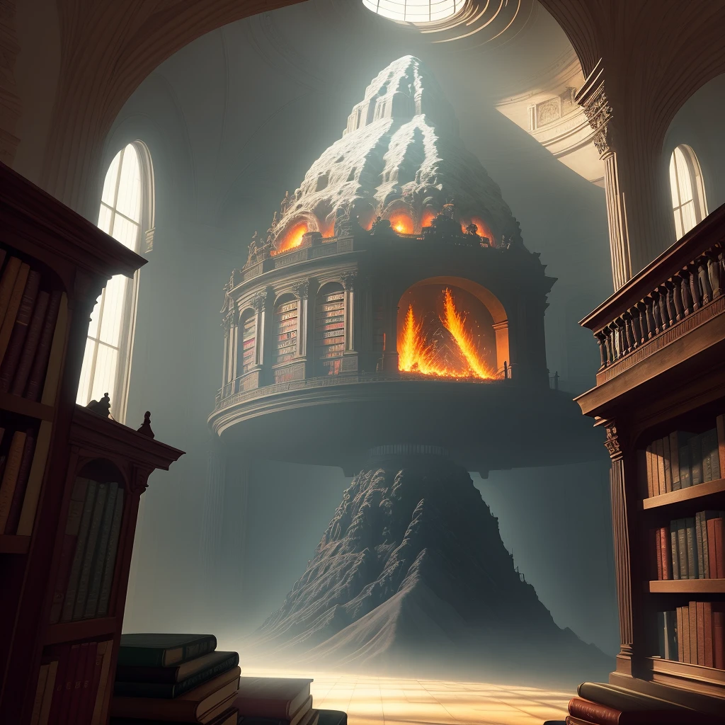 library inside a volcano