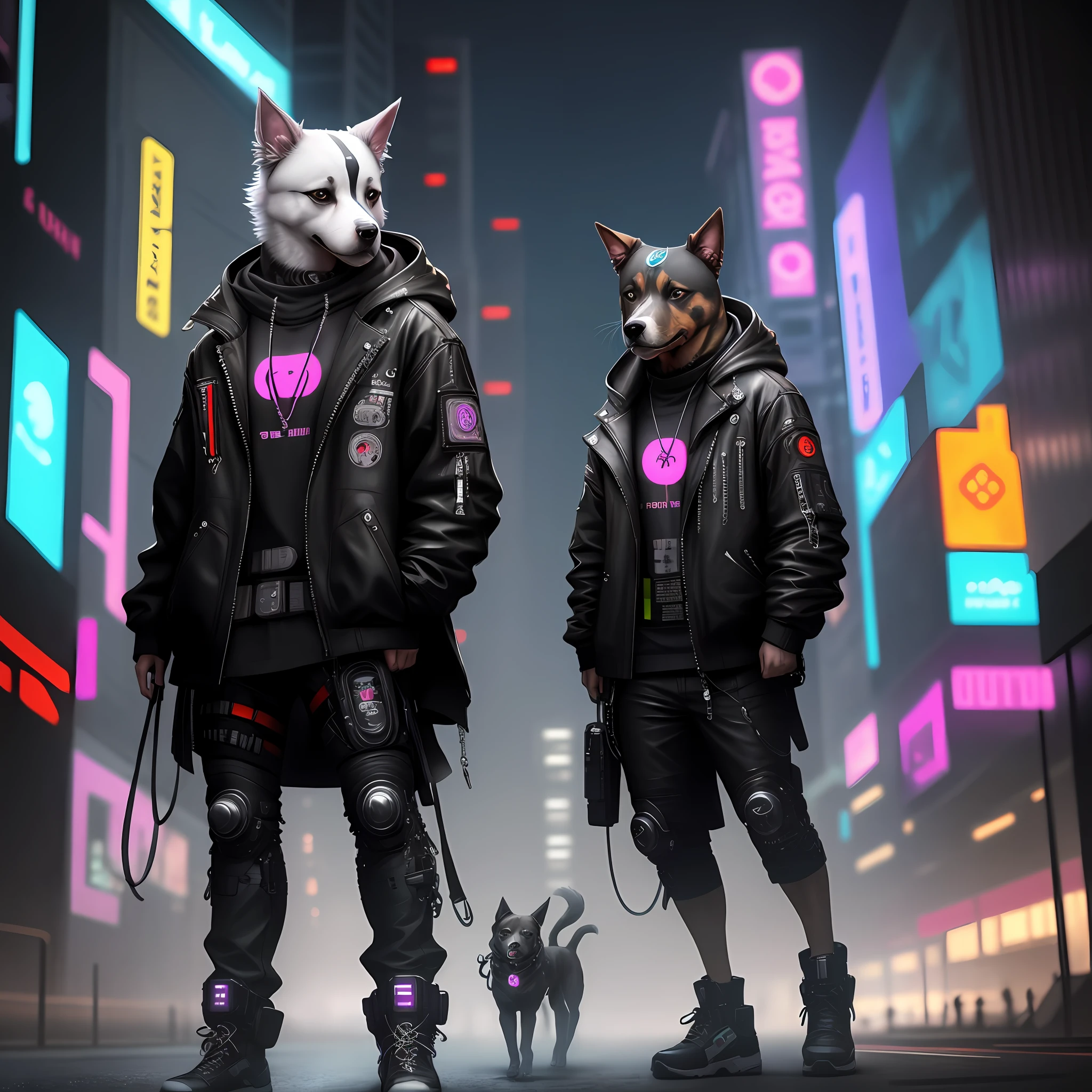 Cyberpunk style dog