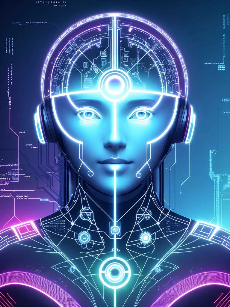 An image that shows the beauty of artificial intelligence, including symbols and circuits that overlap with an impressive palette of vibrant and captivating colors.