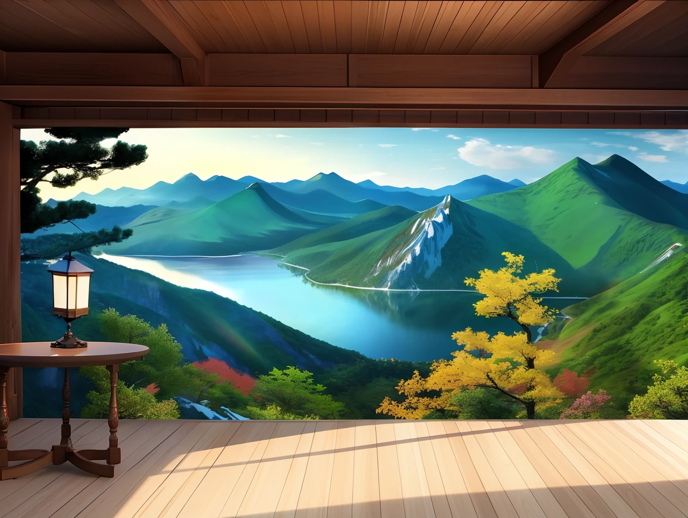 A beautiful Korean mountain and lake, (masterpiece), (portrait), (raw photo), (highly detailed CG unity 8k wallpaper) intricate, sharp focus, dramatic, realistic art