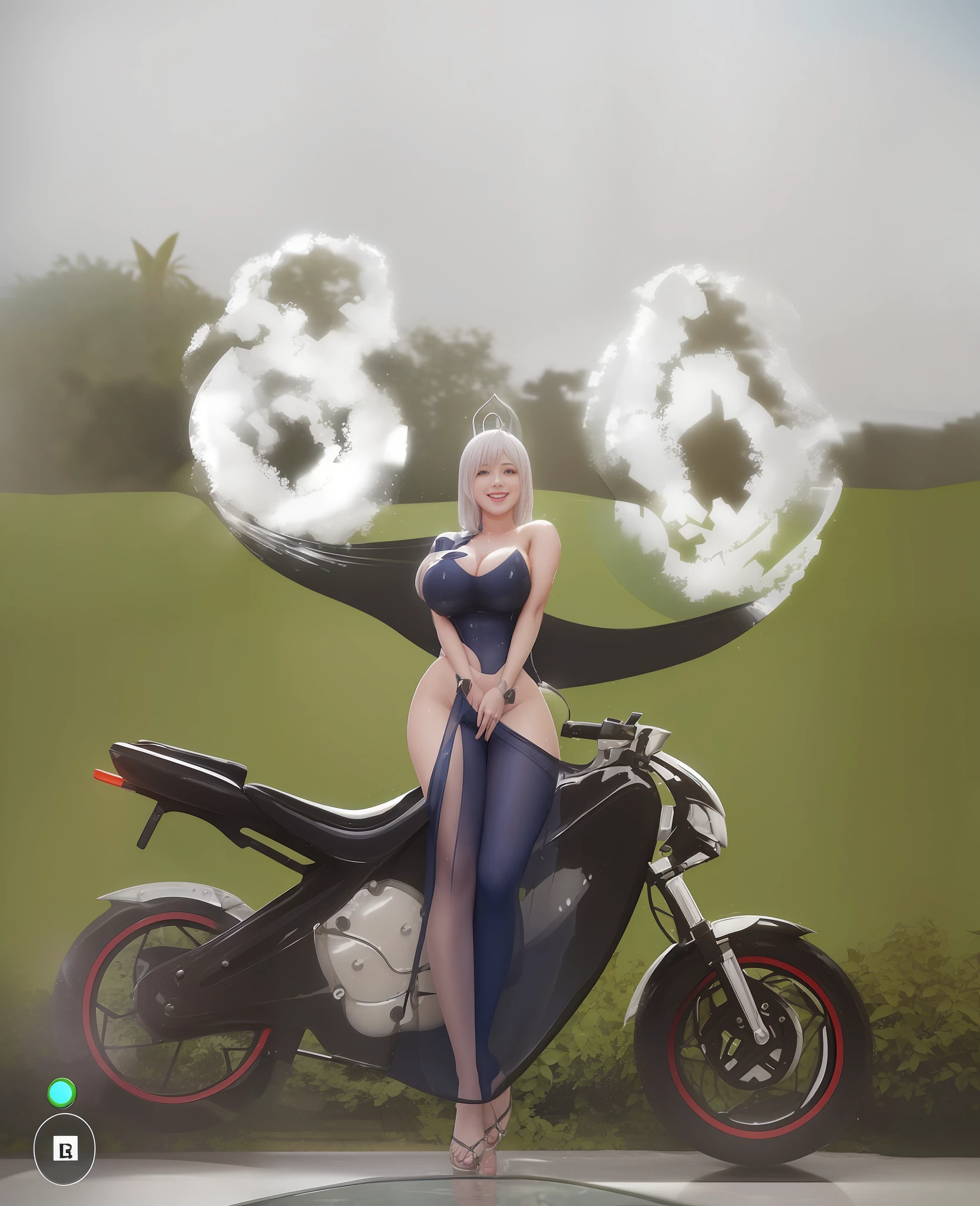 1 woman/maid's outfit all wet transparent/tight on body, Max resolution/detail/quality/sharpness. Unreal Engine 5, Disney/Anime style, short flowing hair, huge breasts1, looking at the viewer, smiling, exhibitionist pose, smiling, showing off to the viewer, bathing in the shower of a luxury hotel room.