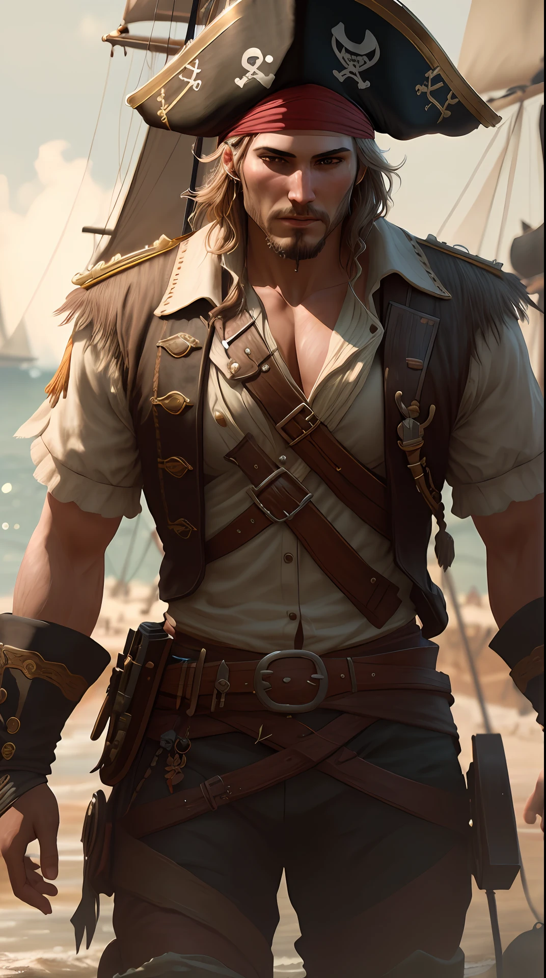 man pirate, , photography,soft lighting, soft details, octane, artstation trending, ultra high detail, ultra realistic, cinematic,16k