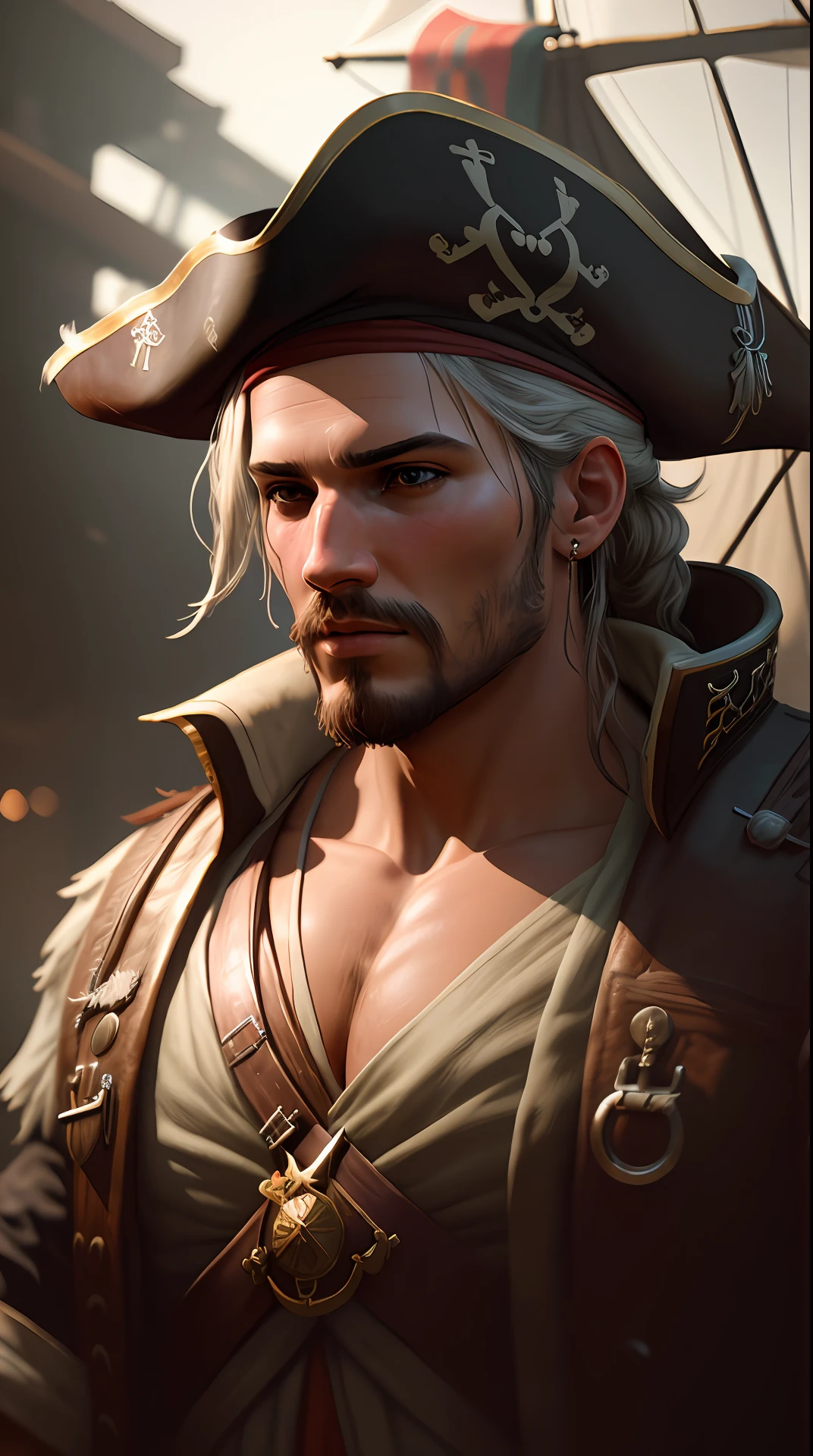 man pirate, , photography,soft lighting, soft details, octane, artstation trending, ultra high detail, ultra realistic, cinematic,16k