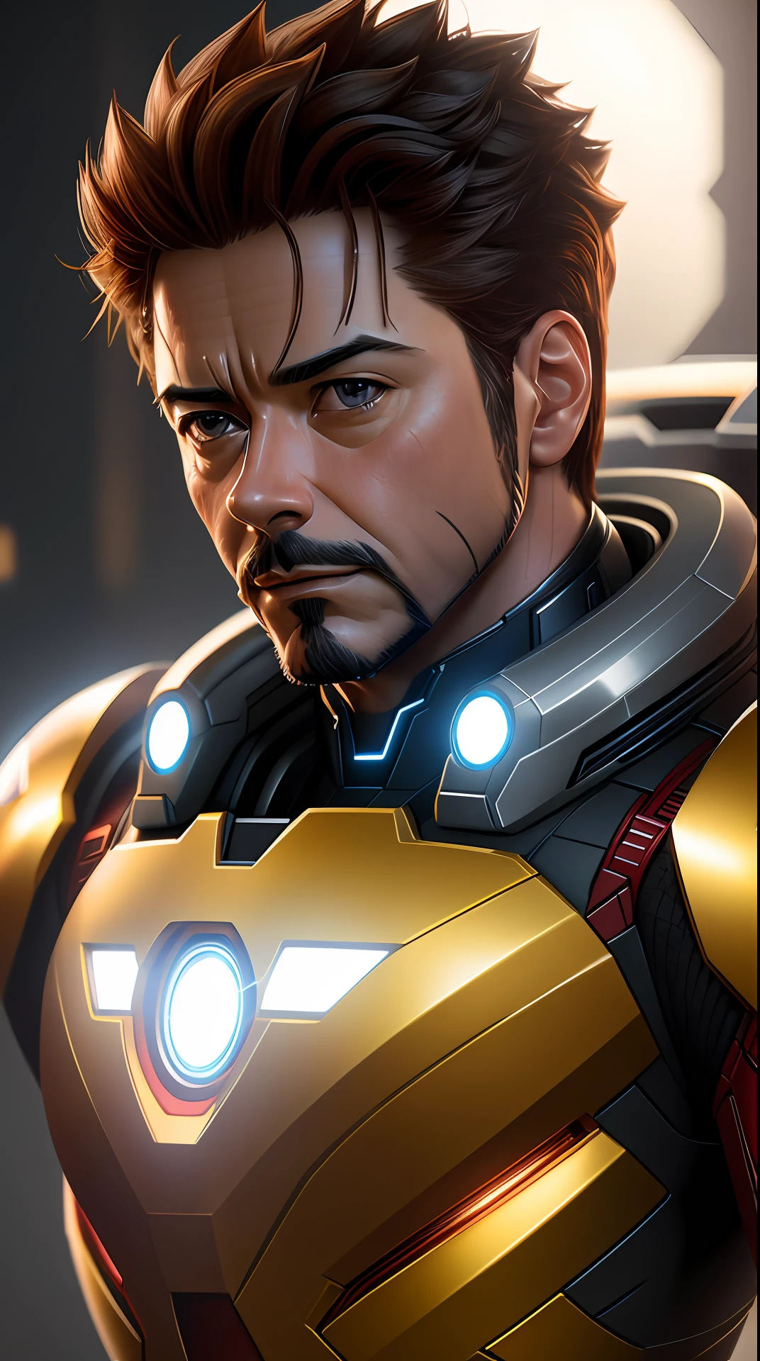 tony stark isiron man ,no helmet, photography,soft lighting, soft details, octane, artstation trending, ultra high detail, ultra realistic, cinematic,16k