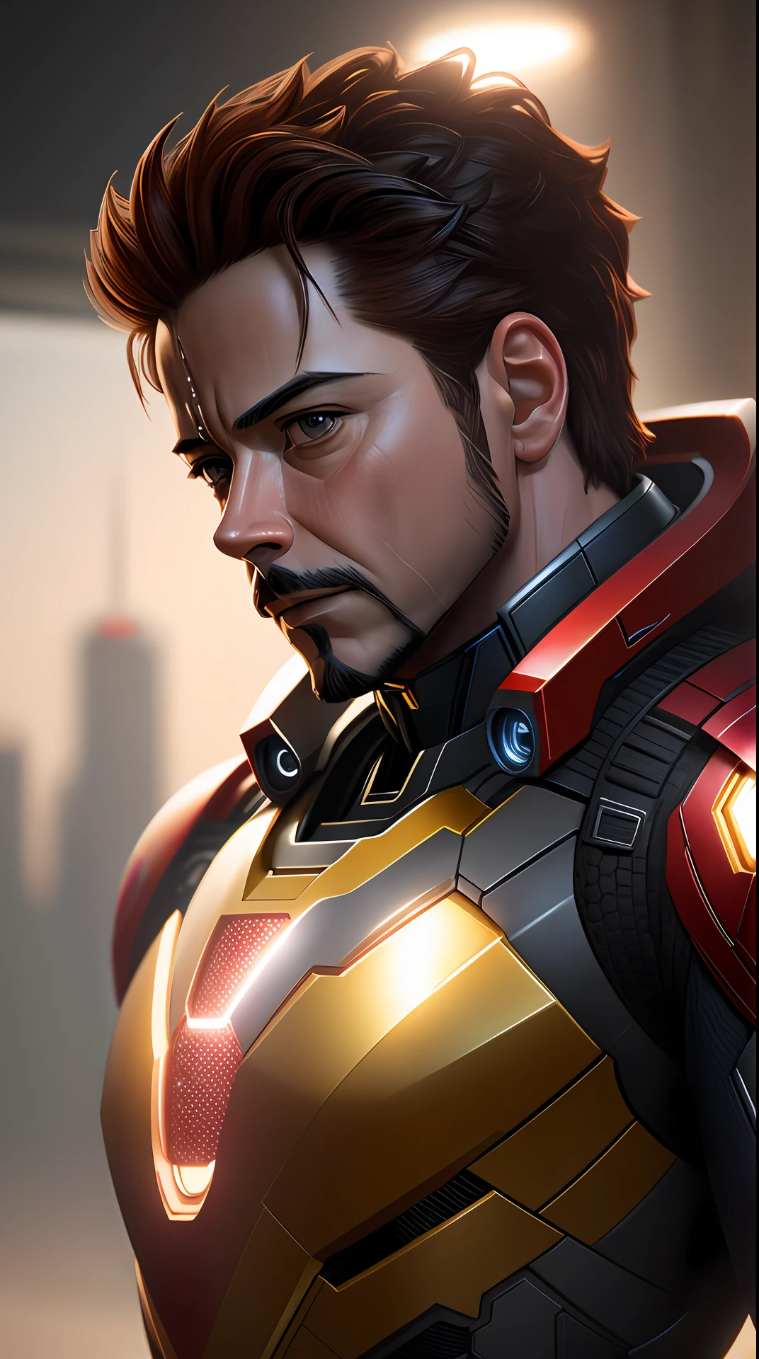 tony stark isiron man ,no helmet, photography,soft lighting, soft details, octane, artstation trending, ultra high detail, ultra realistic, cinematic,16k
