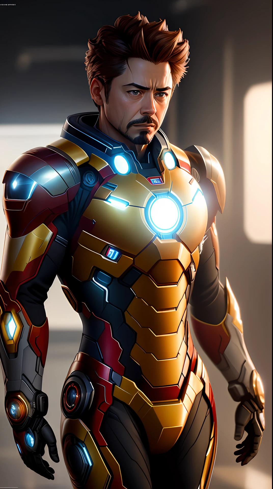 tony stark isiron man ,no helmet, photography,soft lighting, soft details, octane, artstation trending, ultra high detail, ultra realistic, cinematic,16k