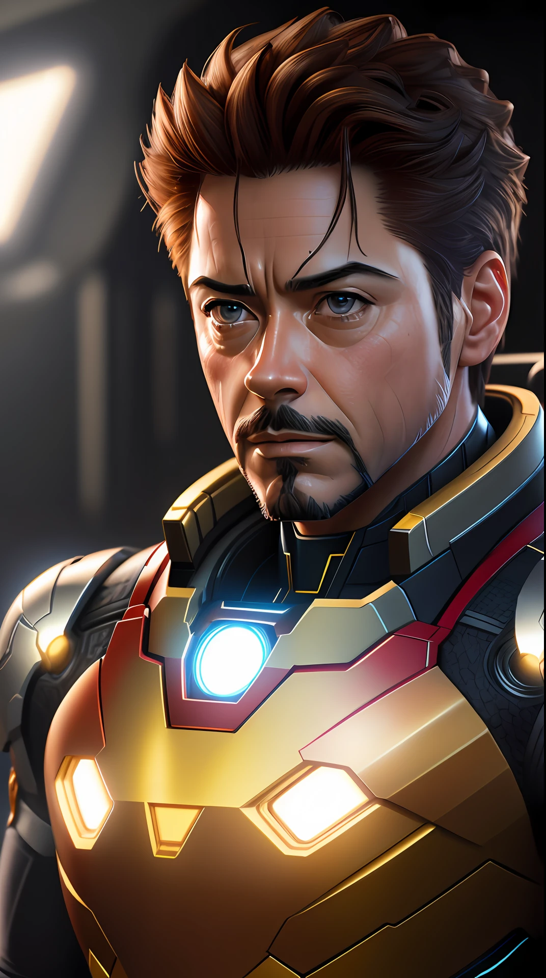 tony stark isiron man ,no helmet, photography,soft lighting, soft details, octane, artstation trending, ultra high detail, ultra realistic, cinematic,16k