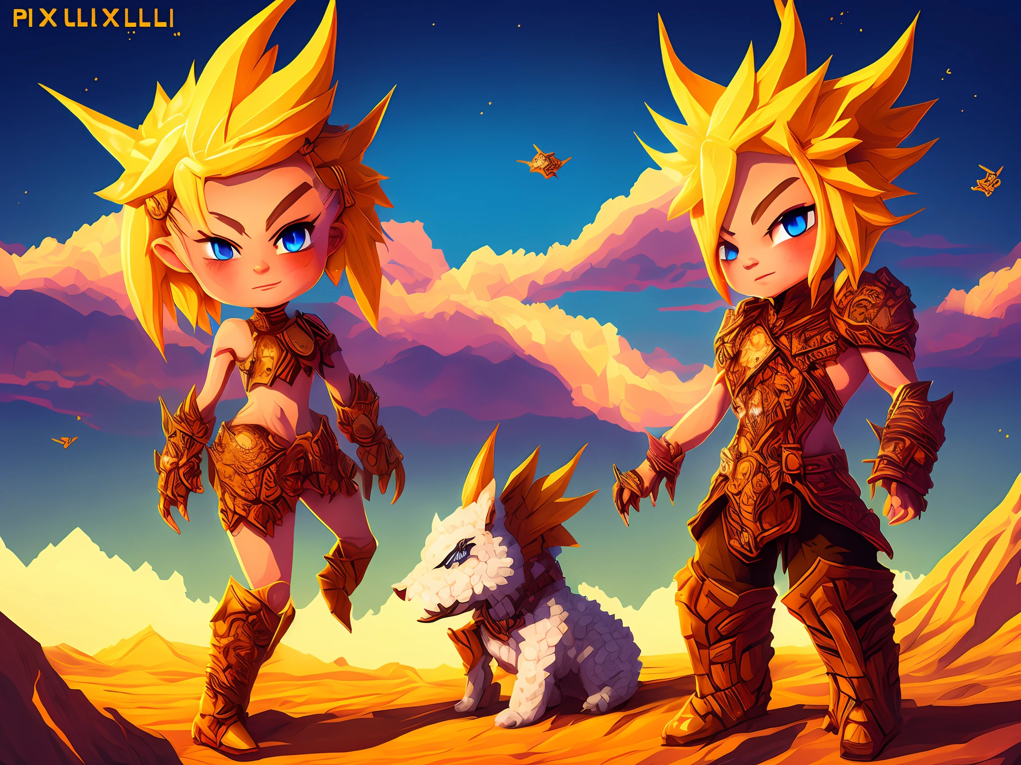 pixel art, sunsky