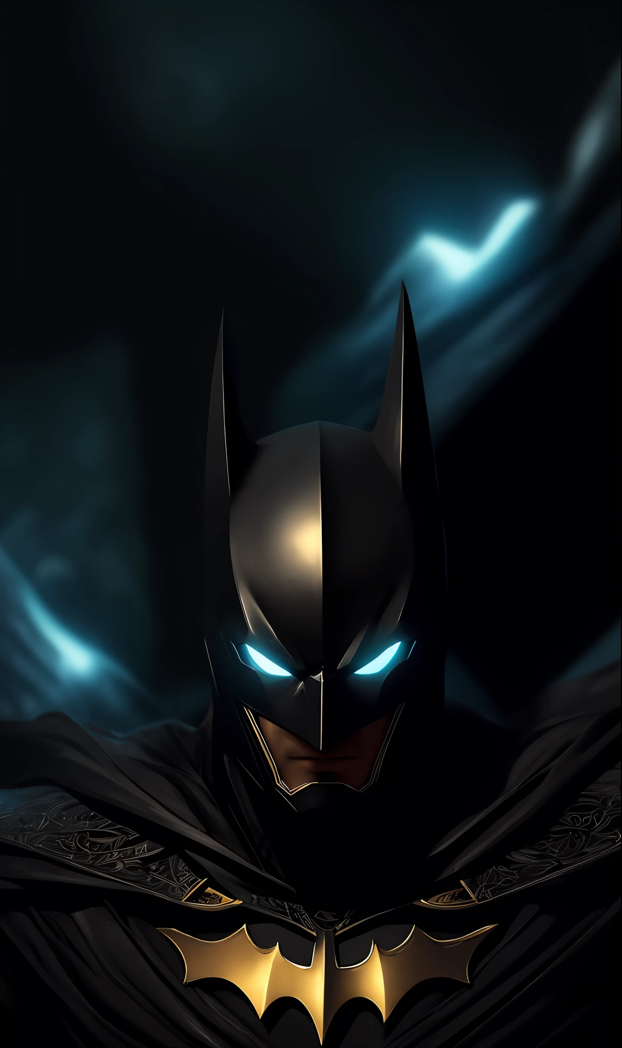 Full-length shot of Batman in white and gold armor-style suit, mask, black cloak looking into the center camera, perfect composition, beautiful detailed, intricate, insanely detailed octane render popular on ArtStation, 8K art photography, photorealistic concept art, soft natural volumetric cinematic perfect light, chiaroscuro, award-winning photography, masterpiece, oil on canvas, Raphael, Caravaggio, Greg Rutkowski, Beeple, Beksinski,  Giger, ArtStation Trends, Sharp Focus, Studio Photography, Intricate Details, High Detail, City Night Background, Greg Rutkowski