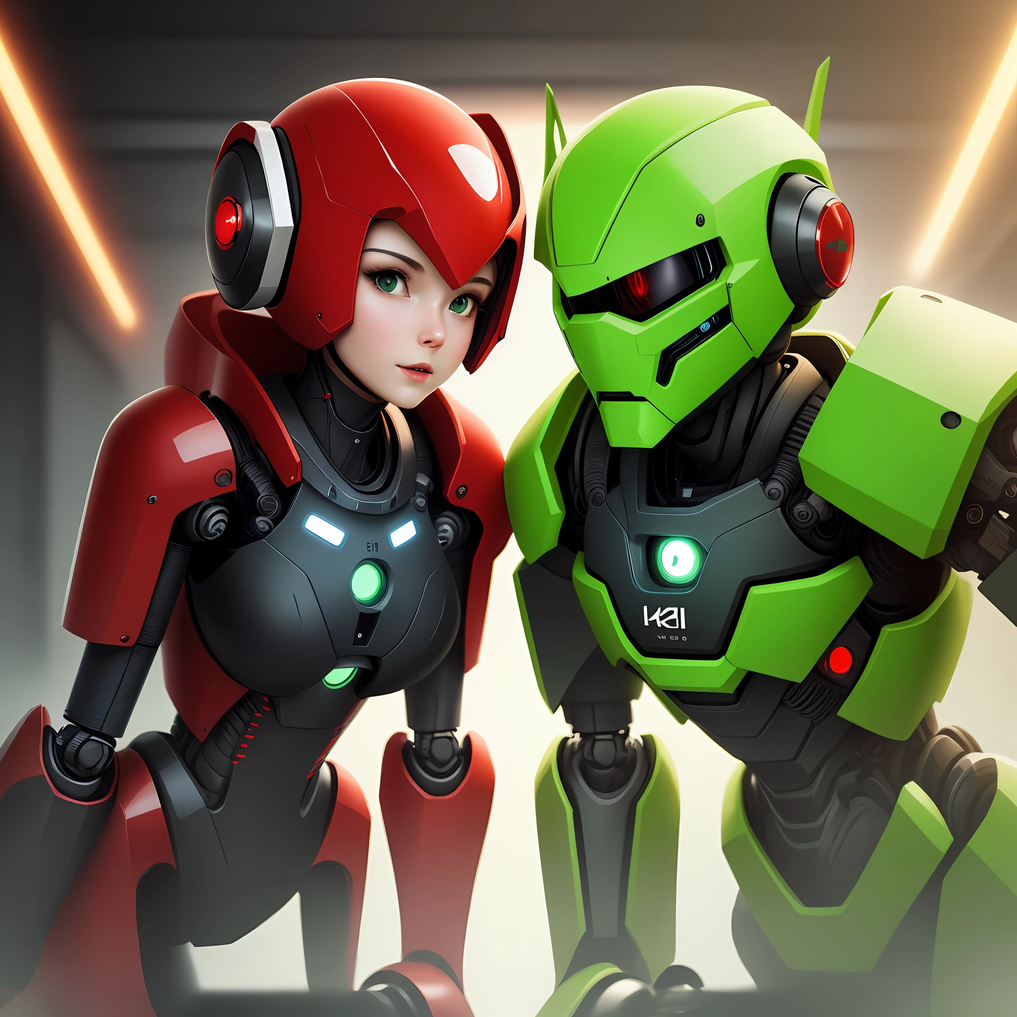 Robot of the future green and red 4K