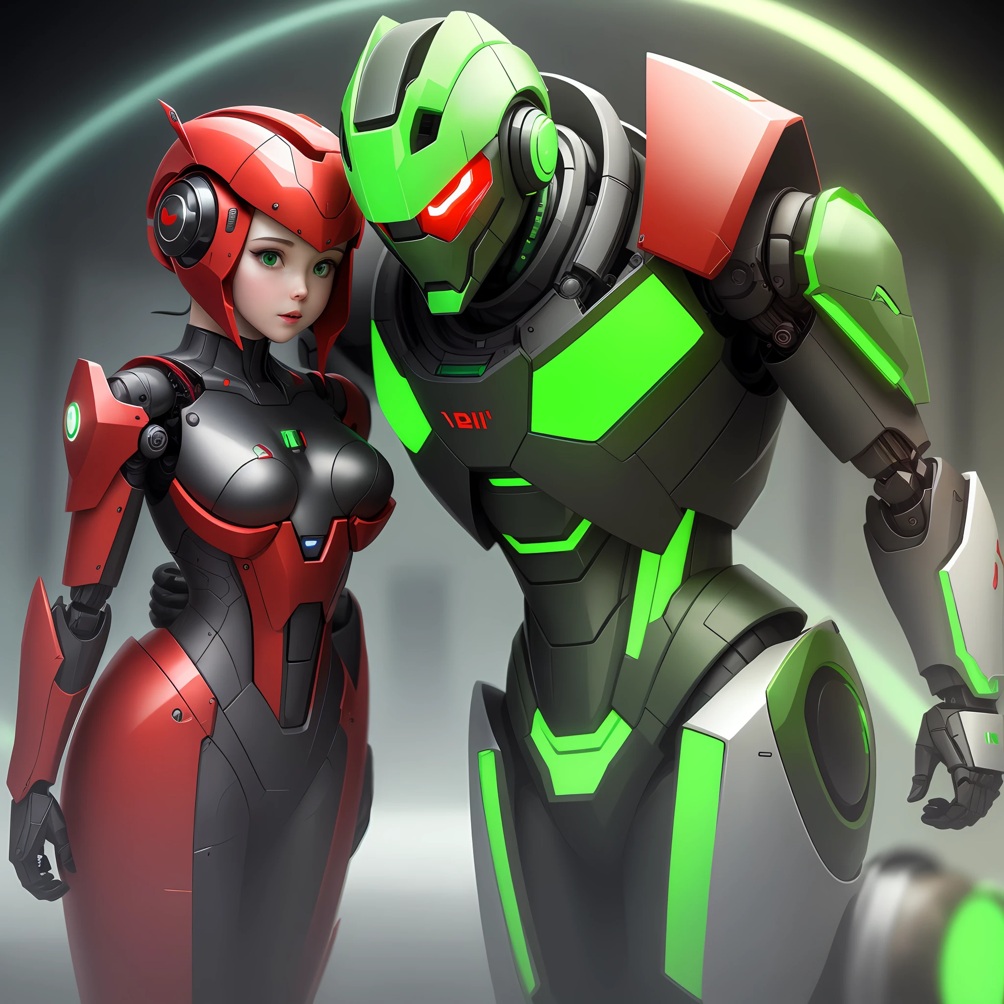 Robot of the future green and red 4K