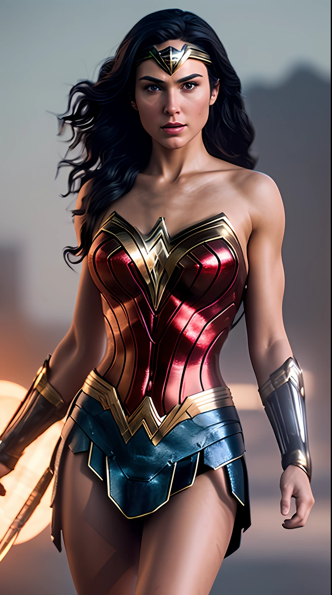 "Create a cinematic masterpiece photography piece in soft lighting and soft details that showcases a realistic and incredibly detailed rendering of Wonder Woman in an octane-driven 16k resolution. Incorporate trending Artstation aesthetics while utilizing the full potential of Stable Diffusion technology to produce a stunning and ultra-realistic final result."