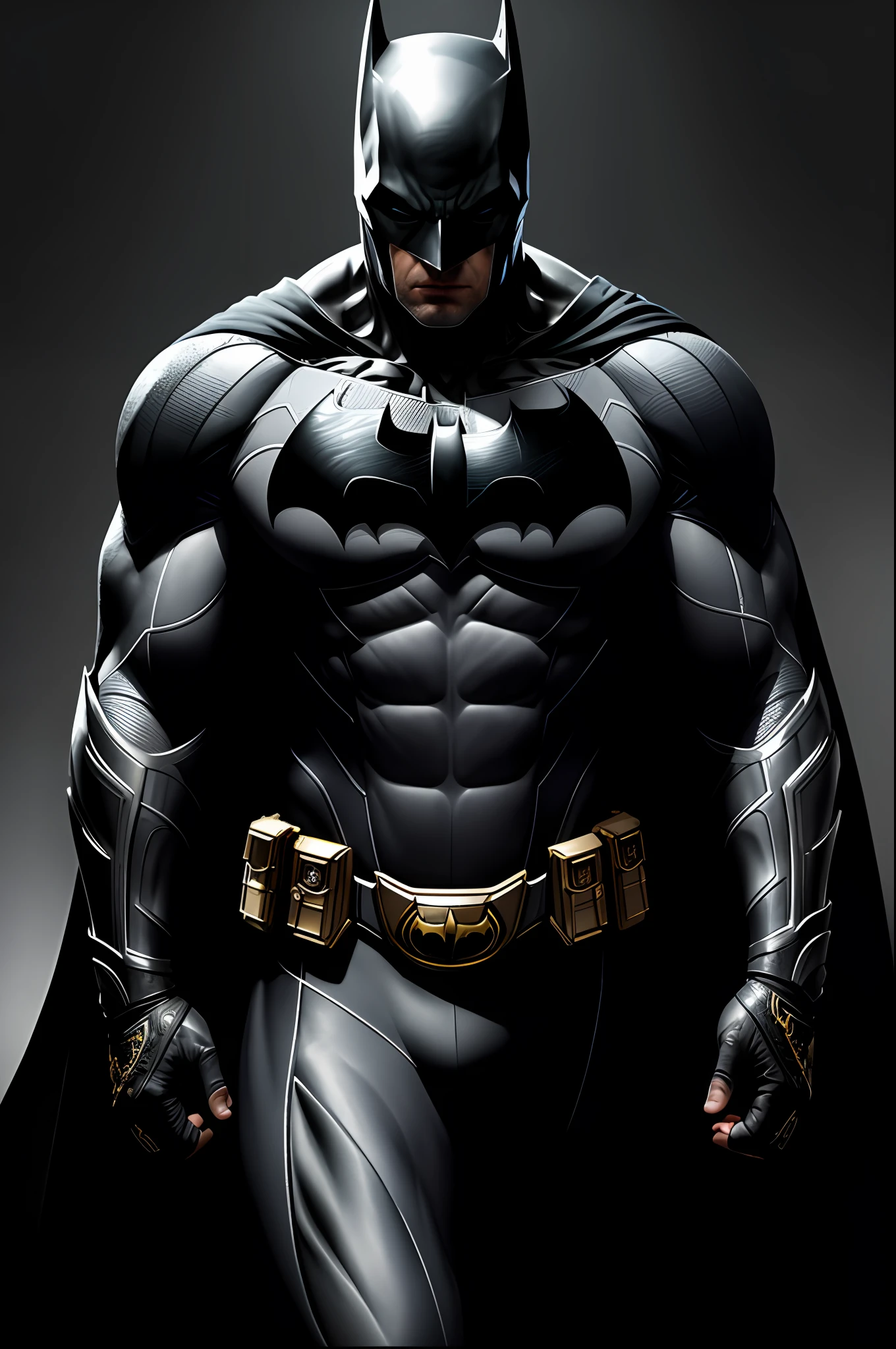 (8k, RAW photo, best quality, masterpiece: 1.2), ultra-detailed, formal art, photorealism: 1.37, upper body shot, DC Batman, film grain, action pose