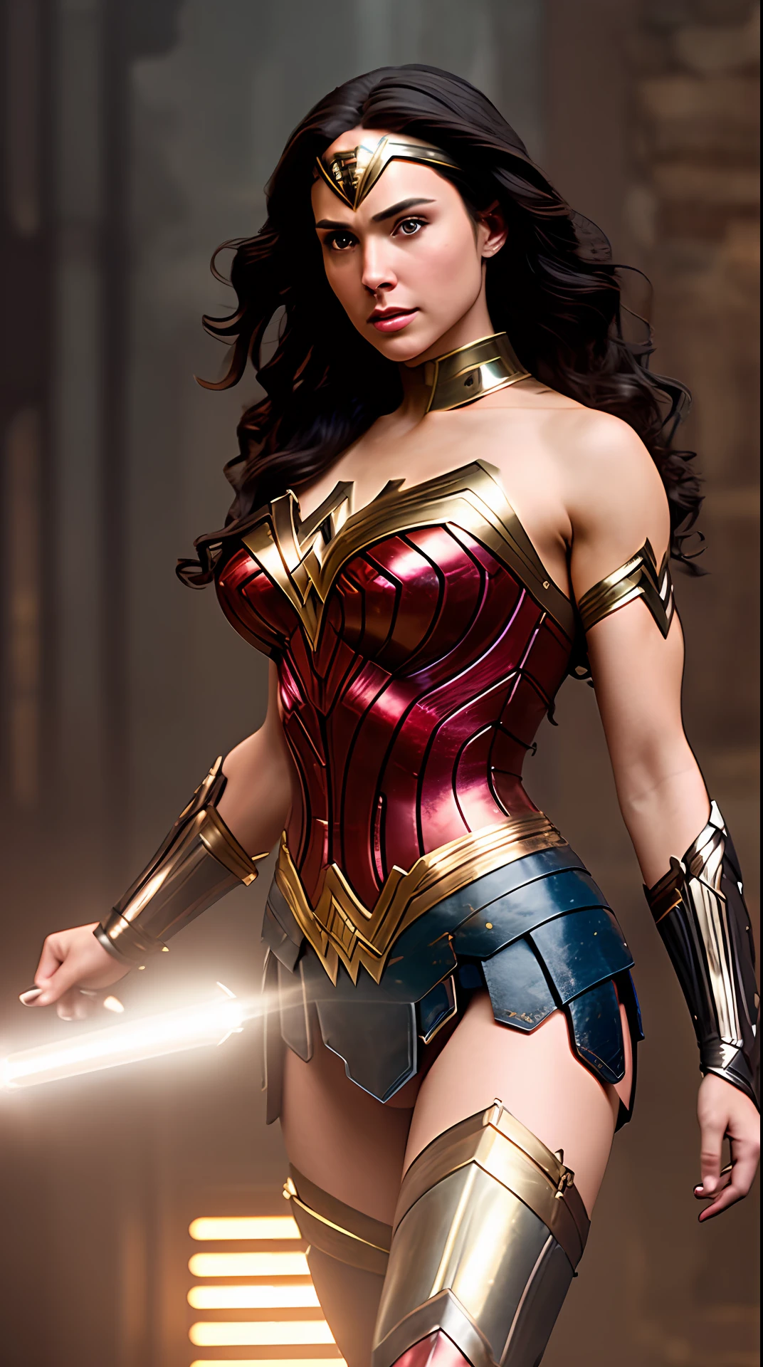 Create a cinematic masterpiece photography piece in soft lighting and soft details that showcases a realistic and incredibly detailed rendering of Wonder Woman armor victorian era in an octane-driven 16k resolution. Incorporate trending Artstation aesthetics while utilizing the full potential of Stable Diffusion technology to produce a stunning and ultra-realistic final result