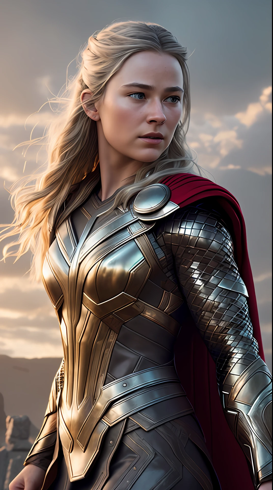"An impeccably detailed and ultra-realistic portrait of a woman embodying the essence of Thor. Captured through soft lighting and intricate details, this cinematic photograph, rendered in stunning 16K resolution using Octane, will leave you in awe. ArtStation's trending topic at its finest."