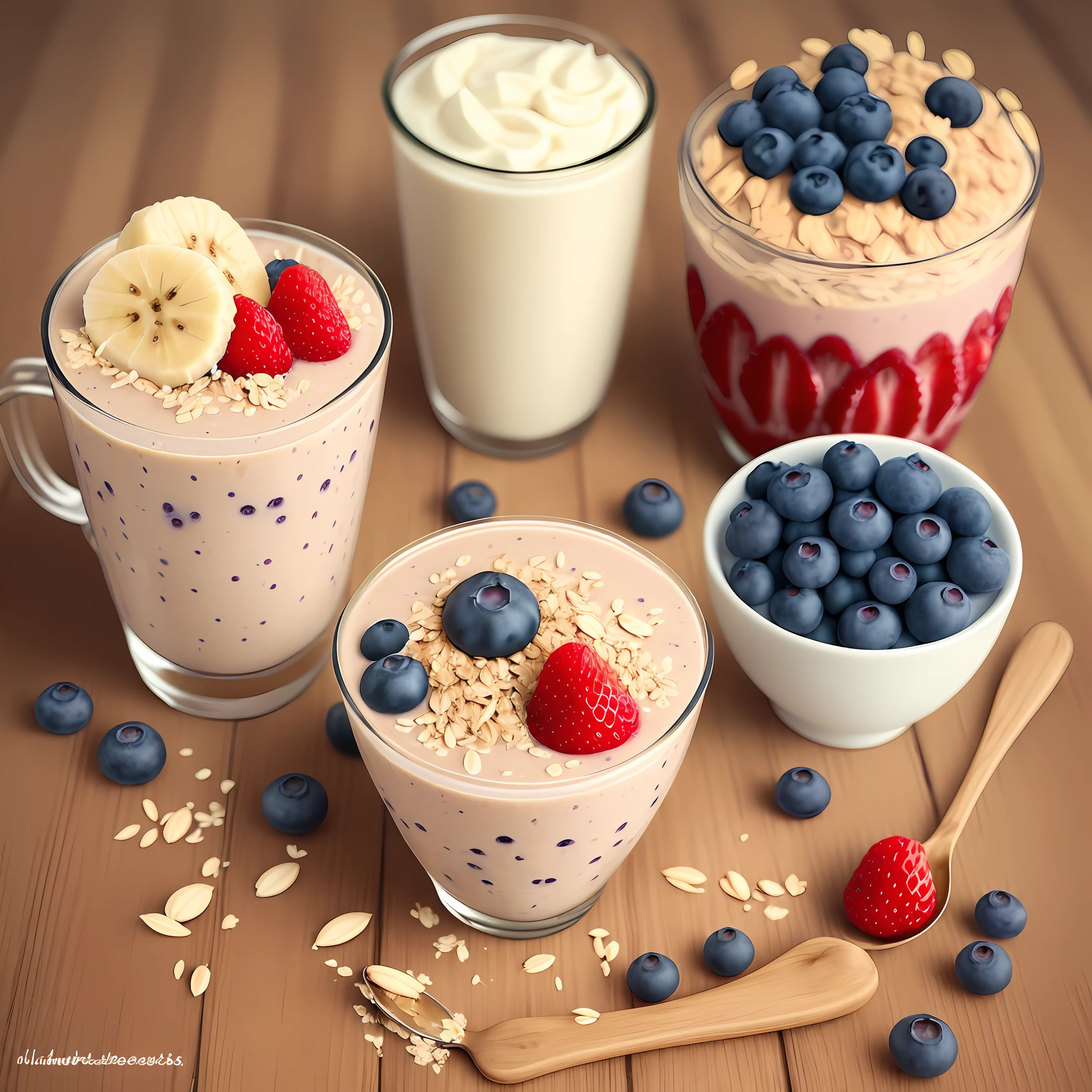 Fruit and oatmeal smoothie,Of course! Here is a healthy breakfast recipe that can help in the slimming process:
Fruit and Oat Smoothieripe banana
- 1 cup of berries (strawberries, blueberries, raspberries)
- 1 cup almond milk or skim milk
- 1/4 cup flaked oatmeal
- 1 teaspoon of honey or natural sweetener (optional)