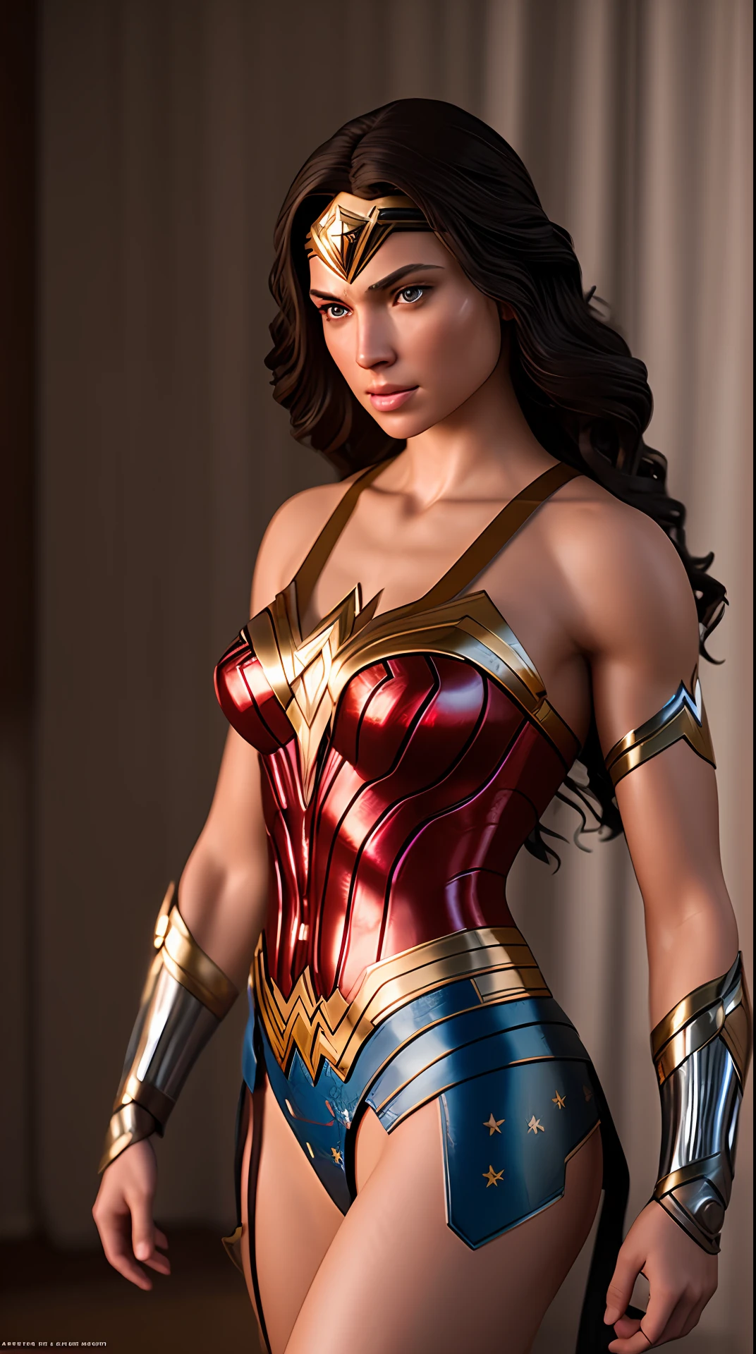 Cinematic soft lighting illuminates a stunningly detailed and ultra-realistic Wonder Woman that is trending on ArtStation. Octane is the perfect tool to capture the softest details of this 16k photography masterpiece