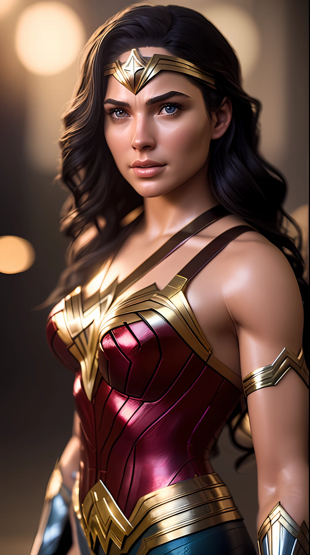 Cinematic soft lighting illuminates a stunningly detailed and ultra-realistic Wonder Woman that is trending on ArtStation. Octane is the perfect tool to capture the softest details of this 16k photography masterpiece