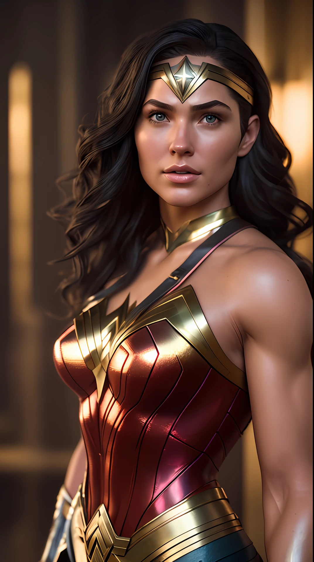 Cinematic soft lighting illuminates a stunningly detailed and ultra-realistic Wonder Woman that is trending on ArtStation. Octane is the perfect tool to capture the softest details of this 16k photography masterpiece