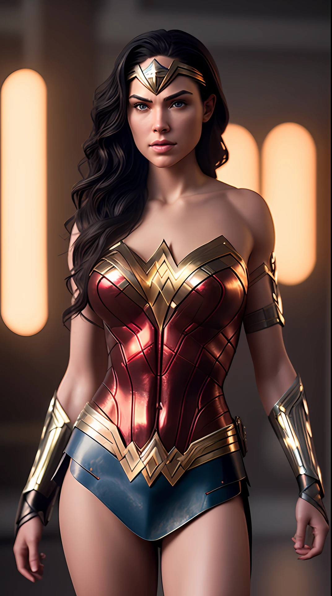 Cinematic soft lighting illuminates a stunningly detailed and ultra-realistic Wonder Woman that is trending on ArtStation. Octane is the perfect tool to capture the softest details of this 16k photography masterpiece