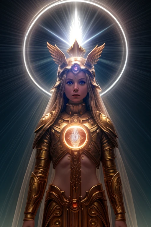 1 arcanjo, arc glowing eyes, halo, sparkle, god rays, god rays, best quality, 16k, anatomically correct