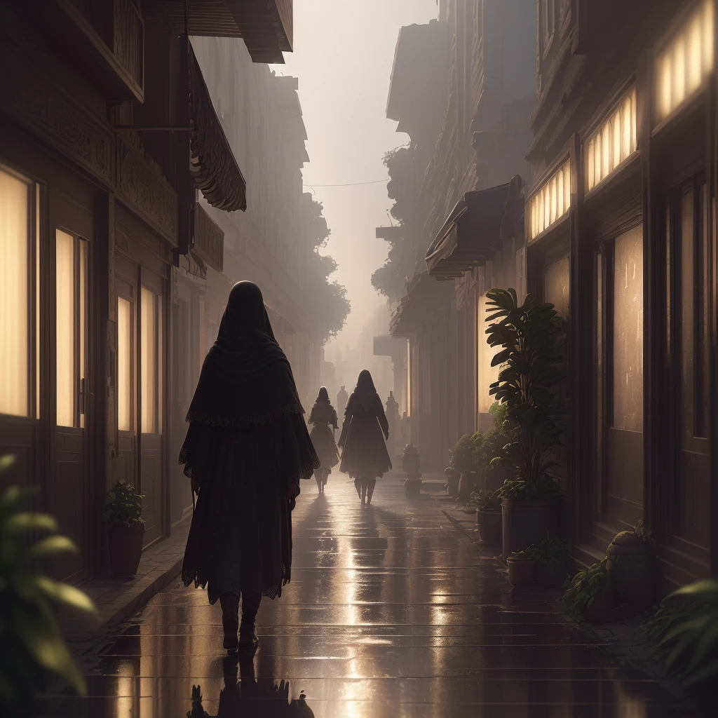 (highly detailed CG Unity 8k wallpaper, realistic entertainment), (nostalgia, retro feel, best quality, masterpiece), Gamaleya district, 1950s, Cairo, Egypt, bustling street scene, colorful traditional architecture, noisy street vendors, bright sunshine , Long Shadows .AD (HD 8k wallpaper), (Masterpiece), (Best Quality: 1.2), (Cinematic Lighting: 1.1), Finely Detailed, Finely Detailed, (Best Expression), 8k Resolution, Intricate Detail, Best Quality, Realistic , Super Detail, Best Light, Best Shadow, Super Resolution, Super Resolution, (Reflection Detail), Shadow Detail, (((Intricate Detail))) (Semi-Realistic: 1.6), (Widescreen: 1.2), Animal Skull, Plant , Candle, Complex Background, Dynamic Camera Angle, Rain, (Warzone), (((High Quality Detailed Ruins)), (Depth of Field), ((Cinematic Lighting)), ((Horror)), ((Dark Fantasy) )), (Best Lighting), (Ultra High Detail), ((Ultra High Detail)), 4K Unity, Ultra Detail: 1.2), (8k: 1.1), ((Horizontal View)), Fantasy Art Dark, (( semi-realistic)), (realistic), (dynamic) in a night theatrical style