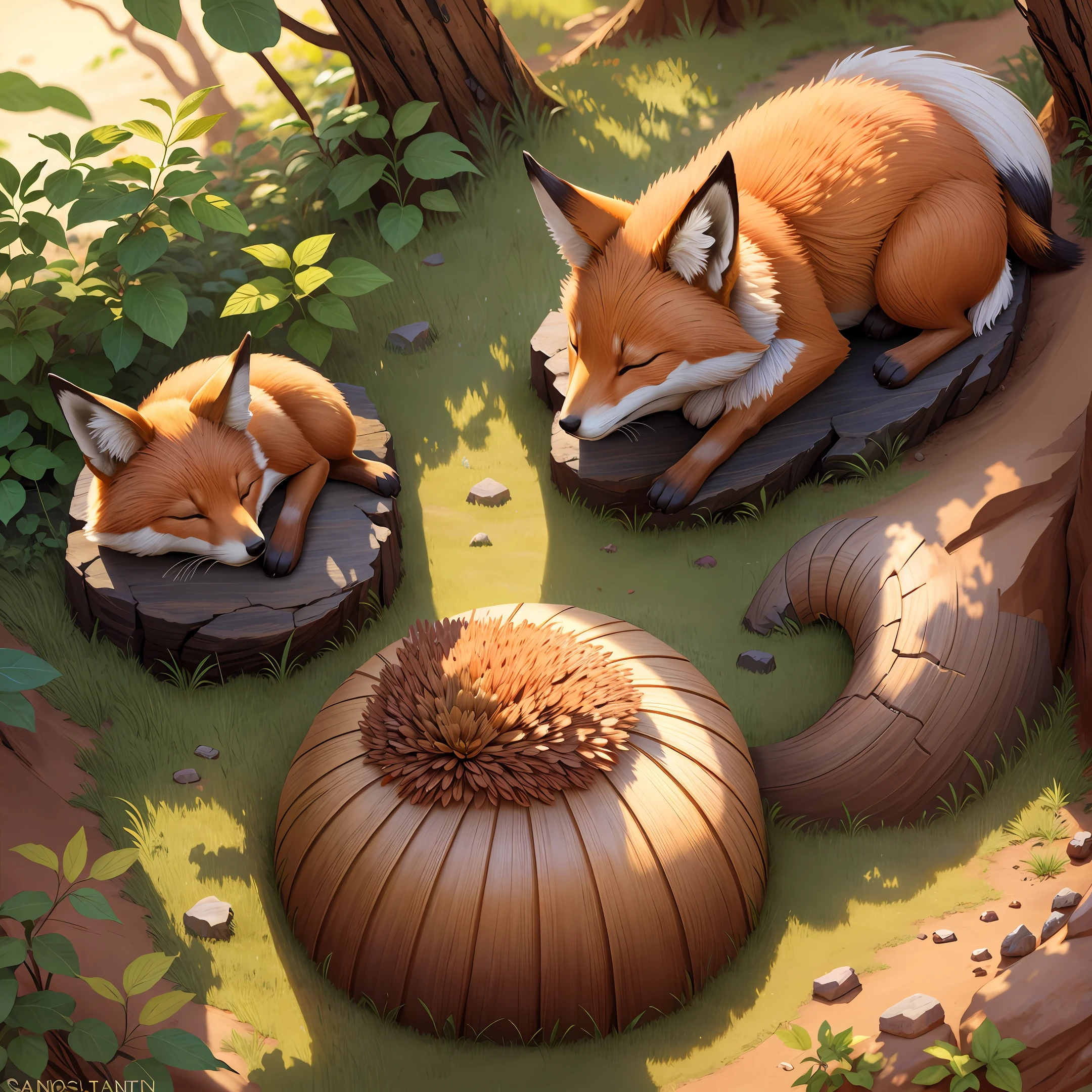 fantasy, sleeping fox anthill
