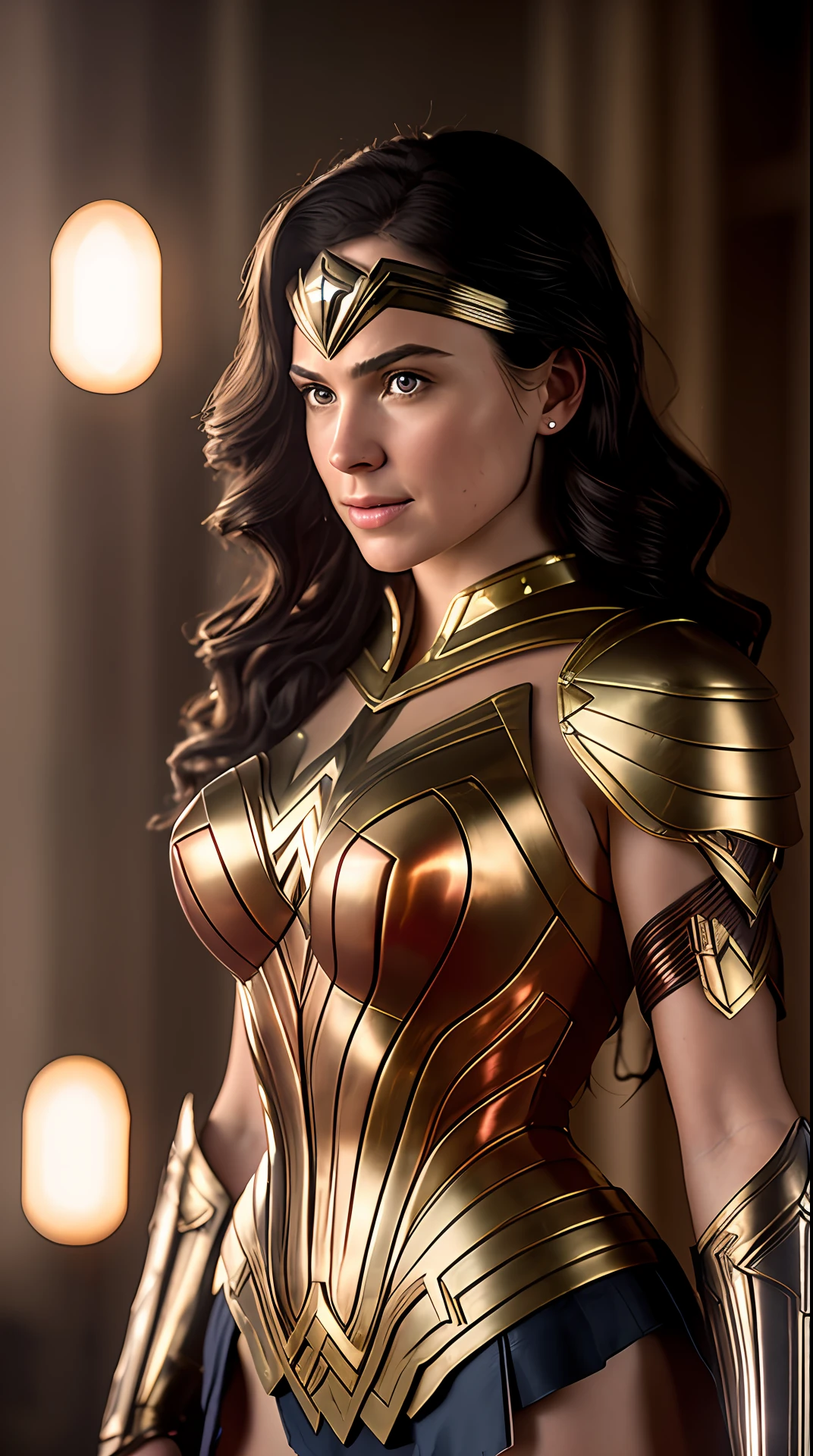 Cinematic soft lighting illuminates a stunningly detailed and ultra-realistic Wonder Woman Victorian-era armor that is trending on ArtStation. Octane is the perfect tool to capture the softest details of this 16k photography masterpiece