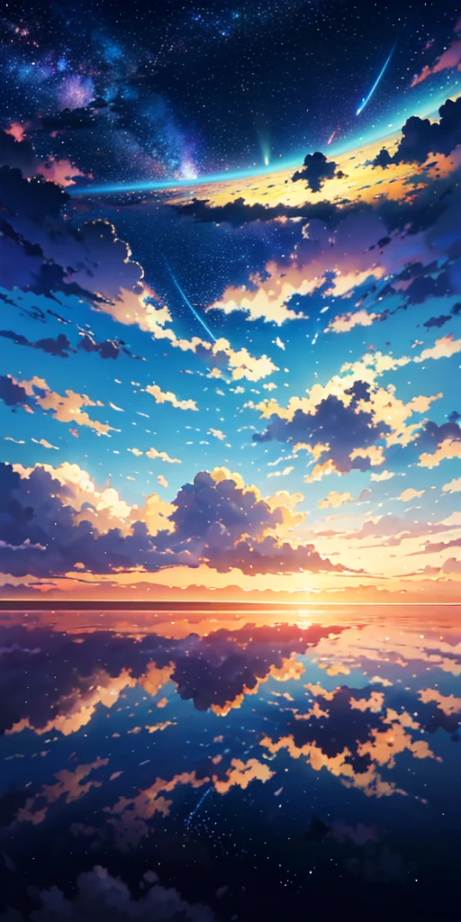 Summer, Makoto Shinkai&#39;s concept art, tumblr, magic realism, beautiful anime scenes, beautiful skies. by makoto shinkai, ( ( makoto shinkai ) ), anime background art, anime backgrounds, Makoto Shinkai&#39;s style, anime movie backgrounds, galaxy express, no humans. --v6