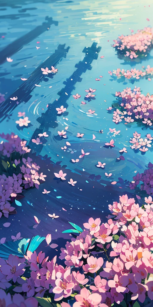 Masterpiece, best quality, (very detailed CG unity 8k wallpaper) (best quality), (best illustration), (best shadows) Nature&#39, blue sea,delicate leaves petals of various colors falling in the air light Tracking, super detailed --v6