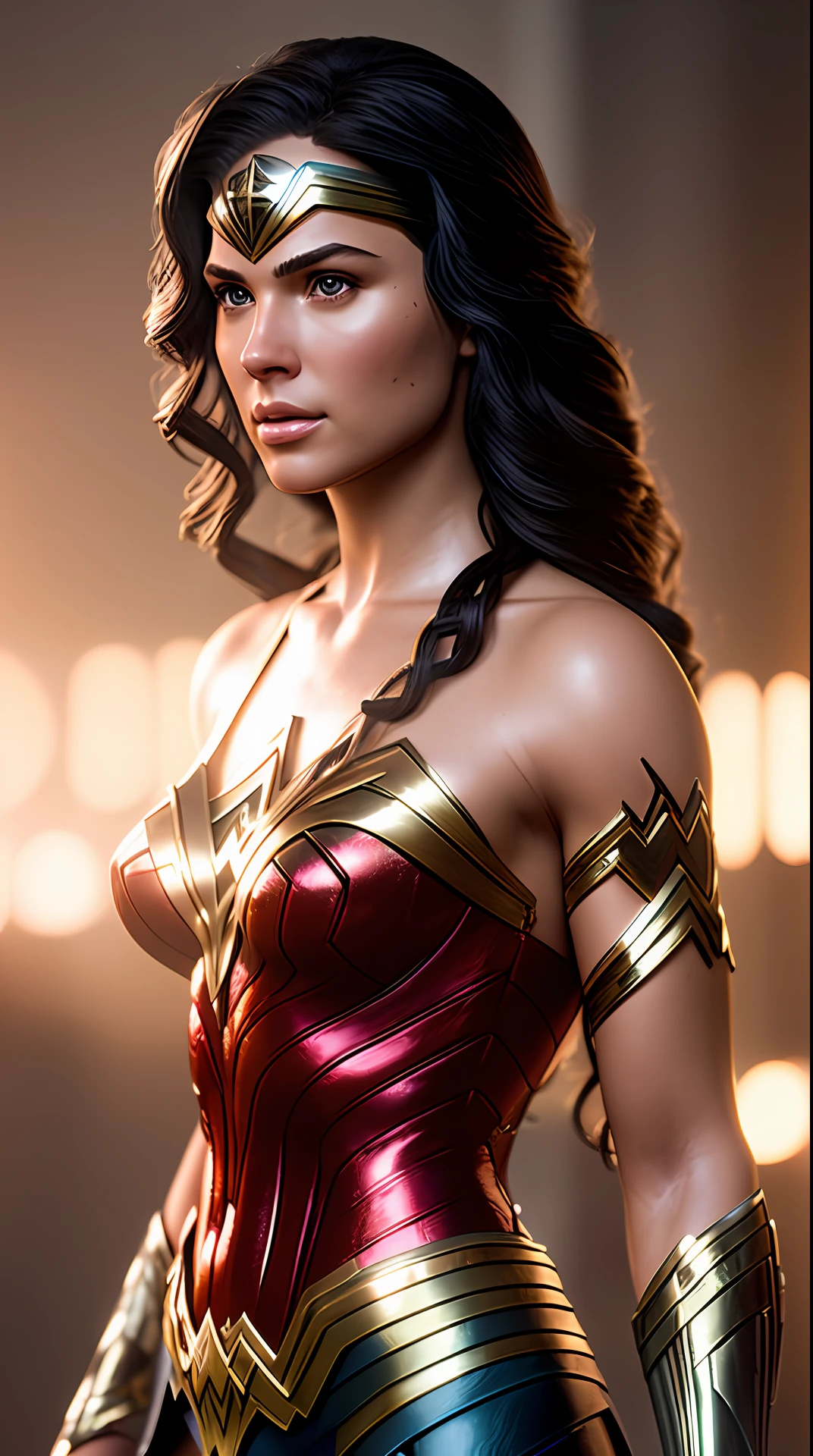 Cinematic soft lighting illuminates a stunningly detailed and ultra-realistic Wonder Woman that is trending on ArtStation. Octane is the perfect tool to capture the softest details of this 16k photography masterpiece