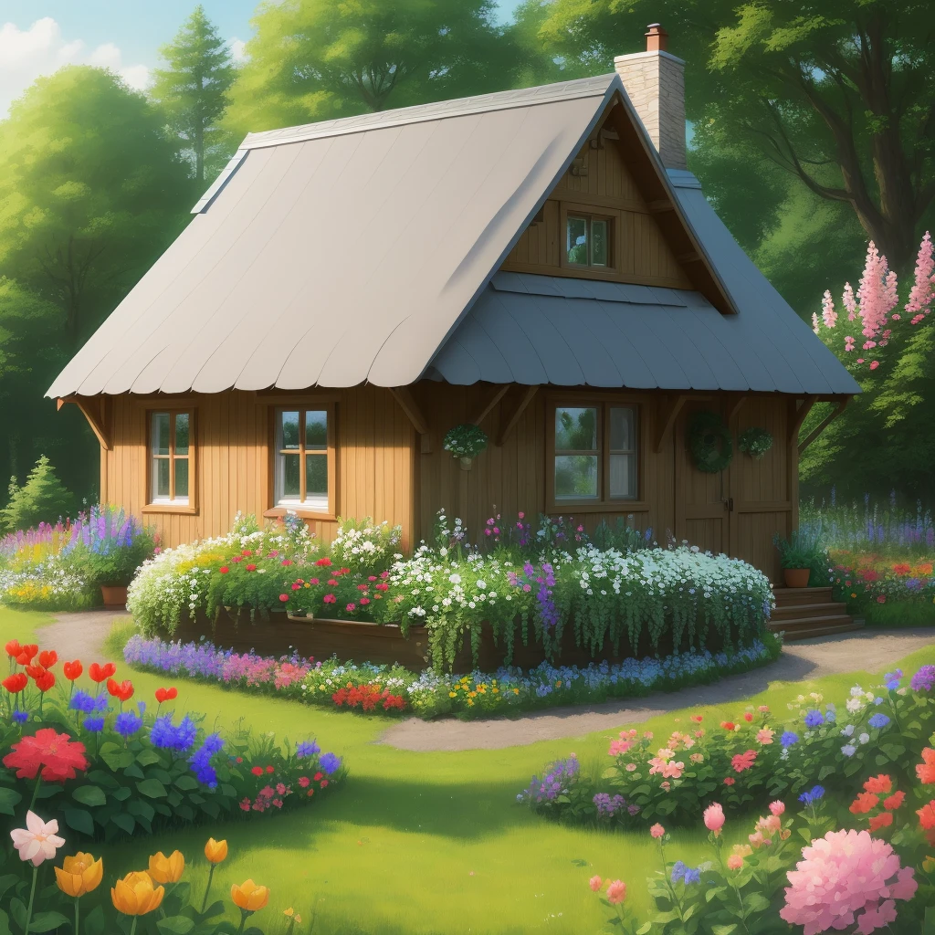 a cottage made of flowers