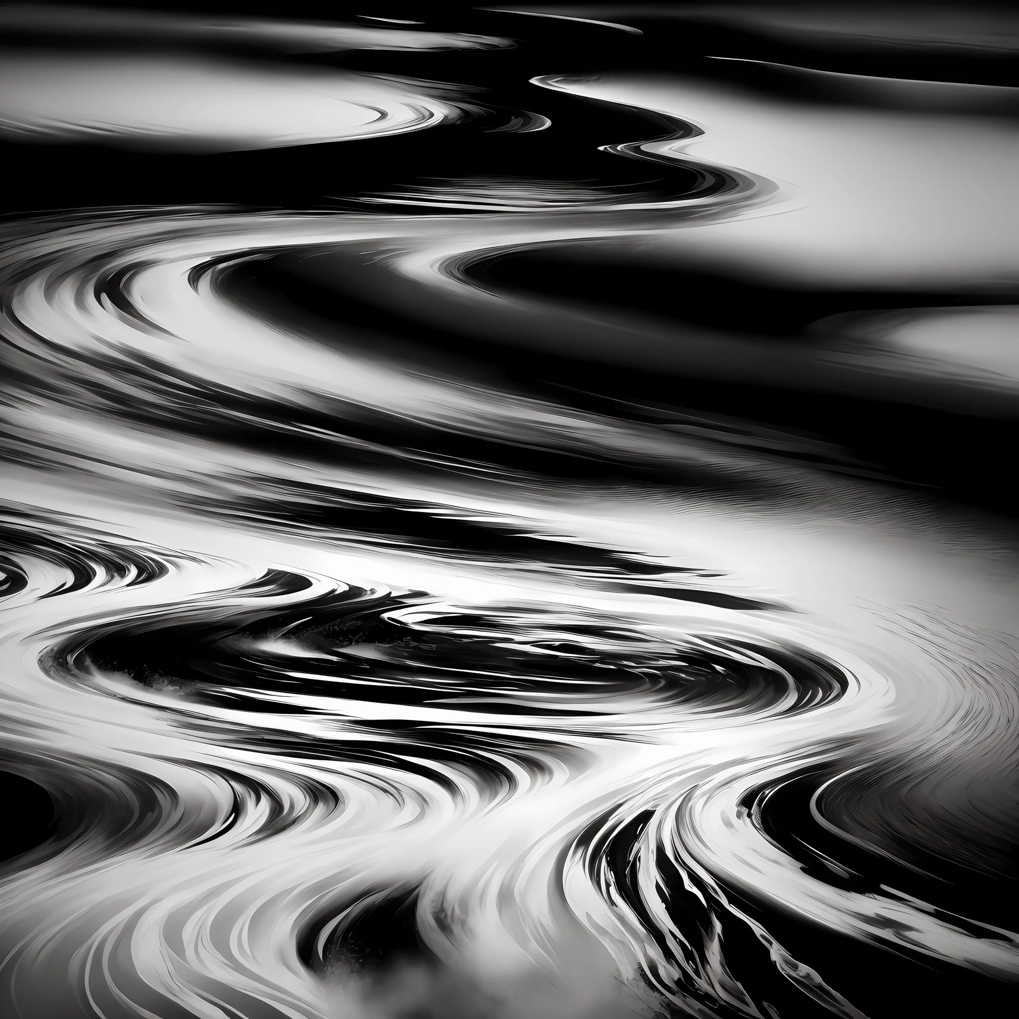 Abstract black and white river art
